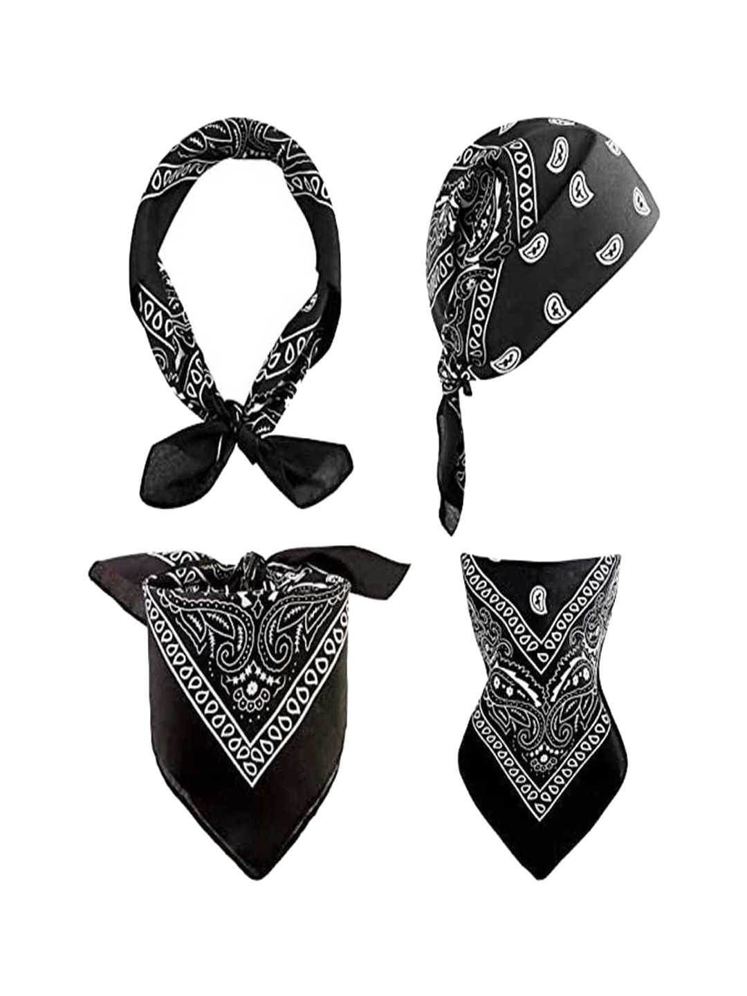 Aadikart Pack of 2 Black & Navy Blue Printed Pure Cotton Bandana