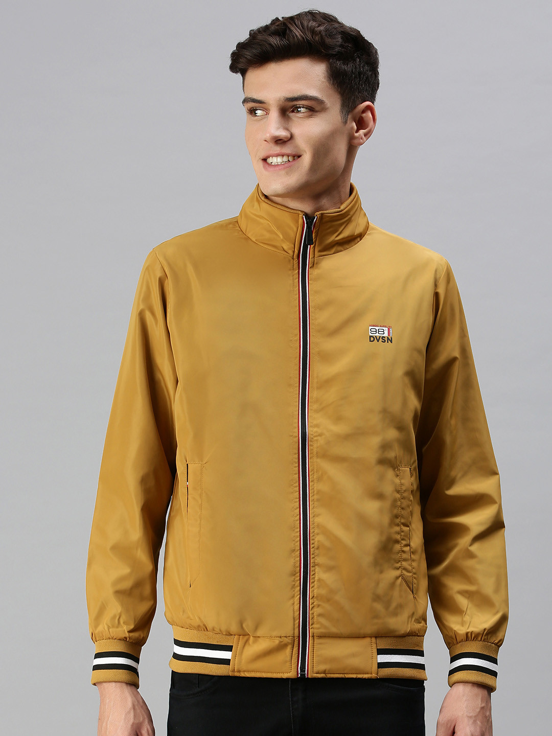 SHOWOFF Men Mustard Bomber with Embroidered Jacket