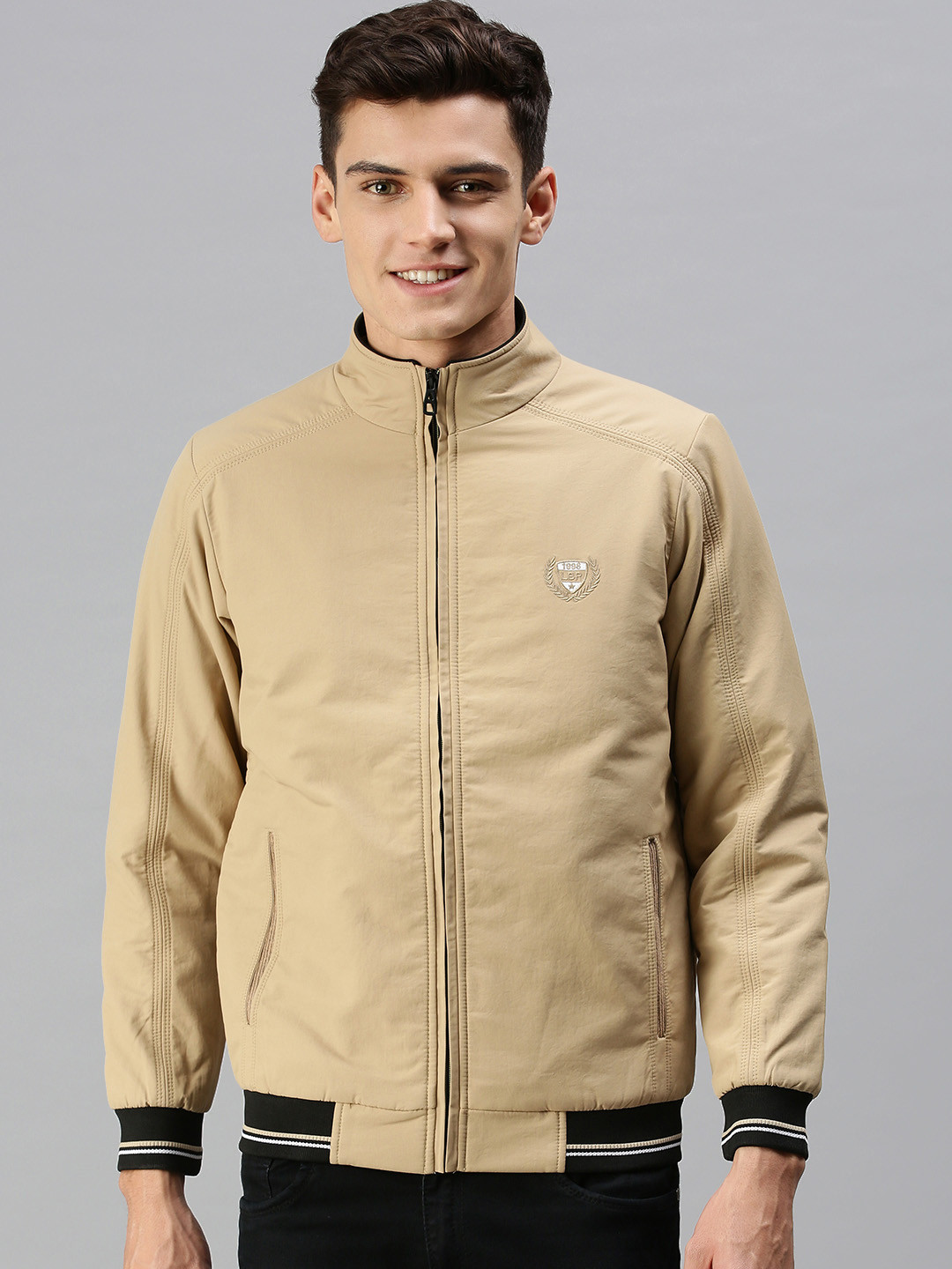 SHOWOFF Men Beige Bomber Jacket