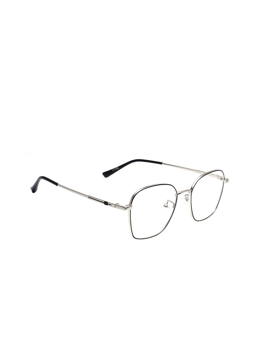 Peter Jones Eyewear Unisex Black & Silver-Toned Full Rim Square Frames-35025BS