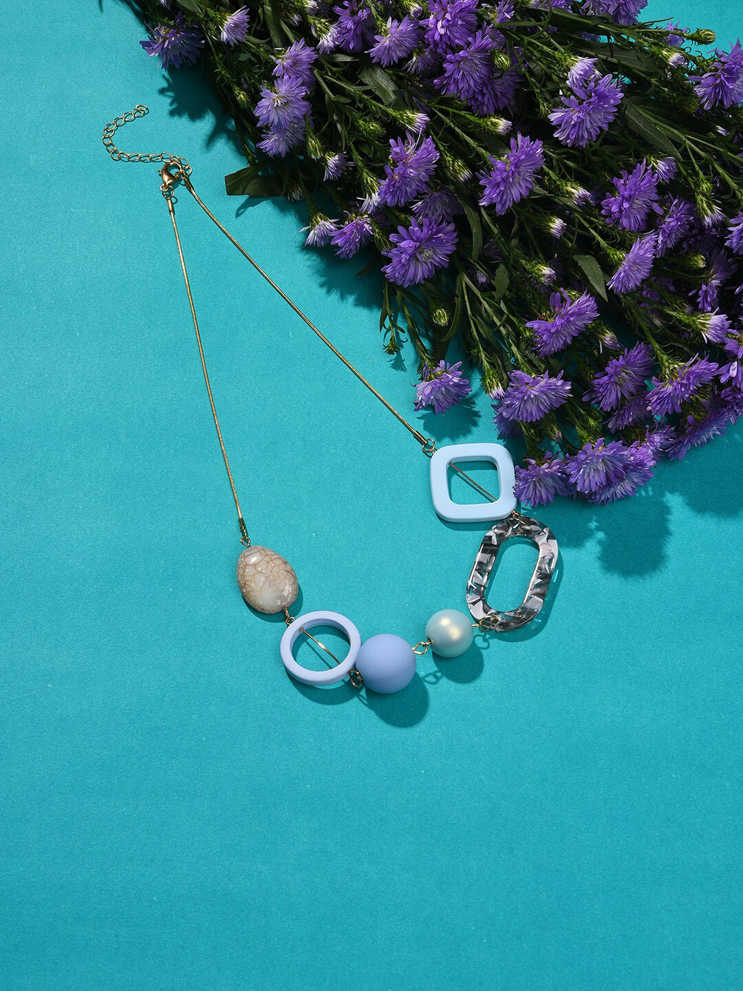 SOHI Silver-Toned & Lavender Silver-Plated Chain