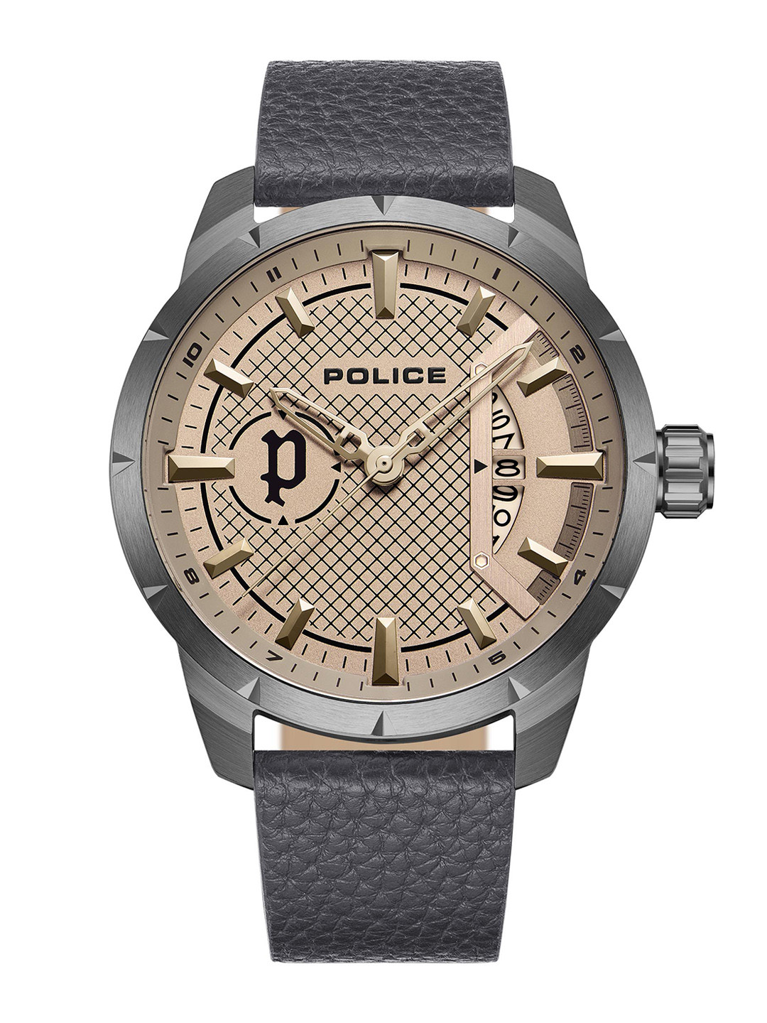 Police Men Grey Printed Dial & Black Leather Straps Analogue Watch PLPEWJB2226903