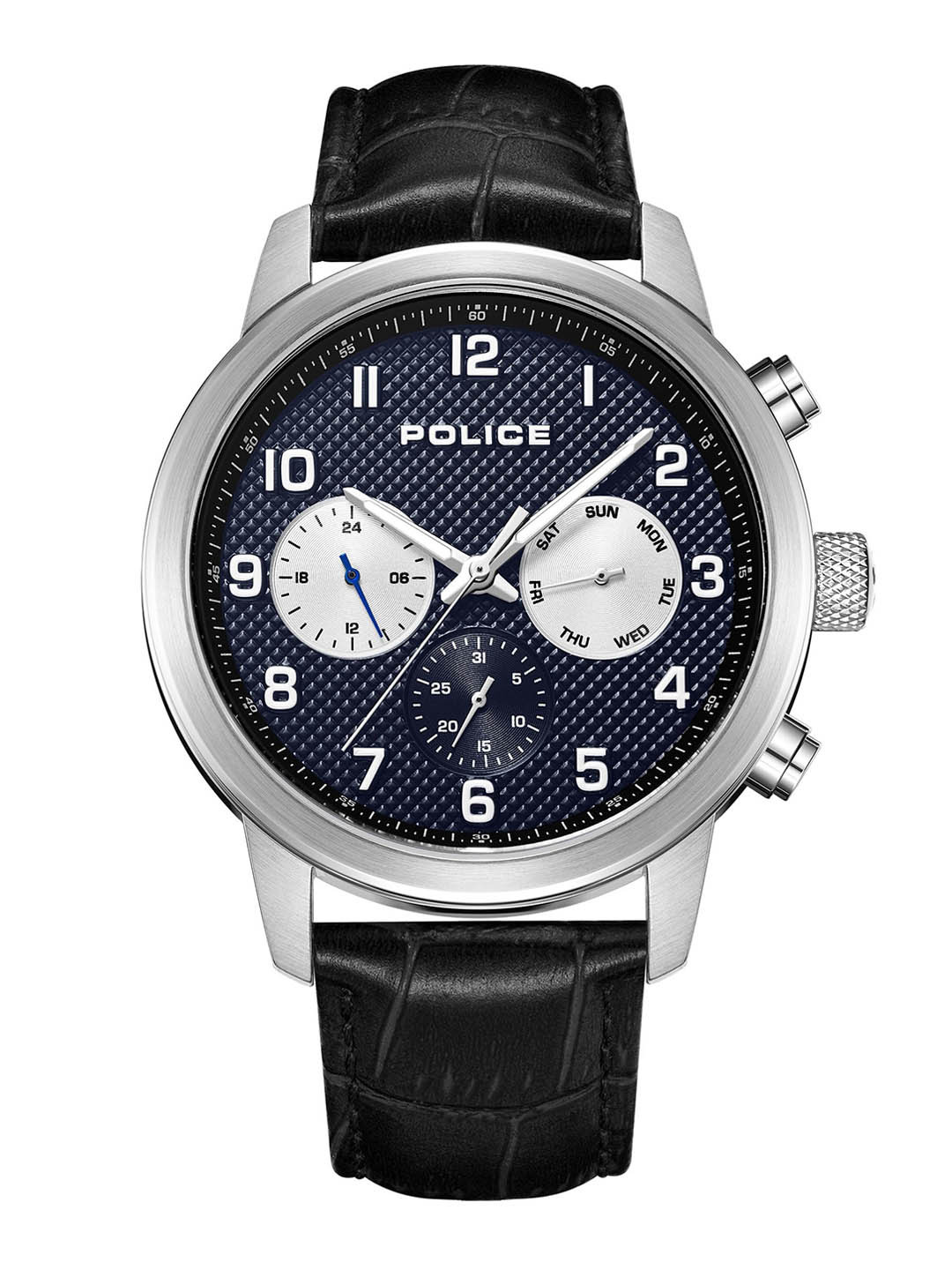 Police Men Blue Printed Dial & Black Leather Straps Analogue Watch PLPEWJK2228202