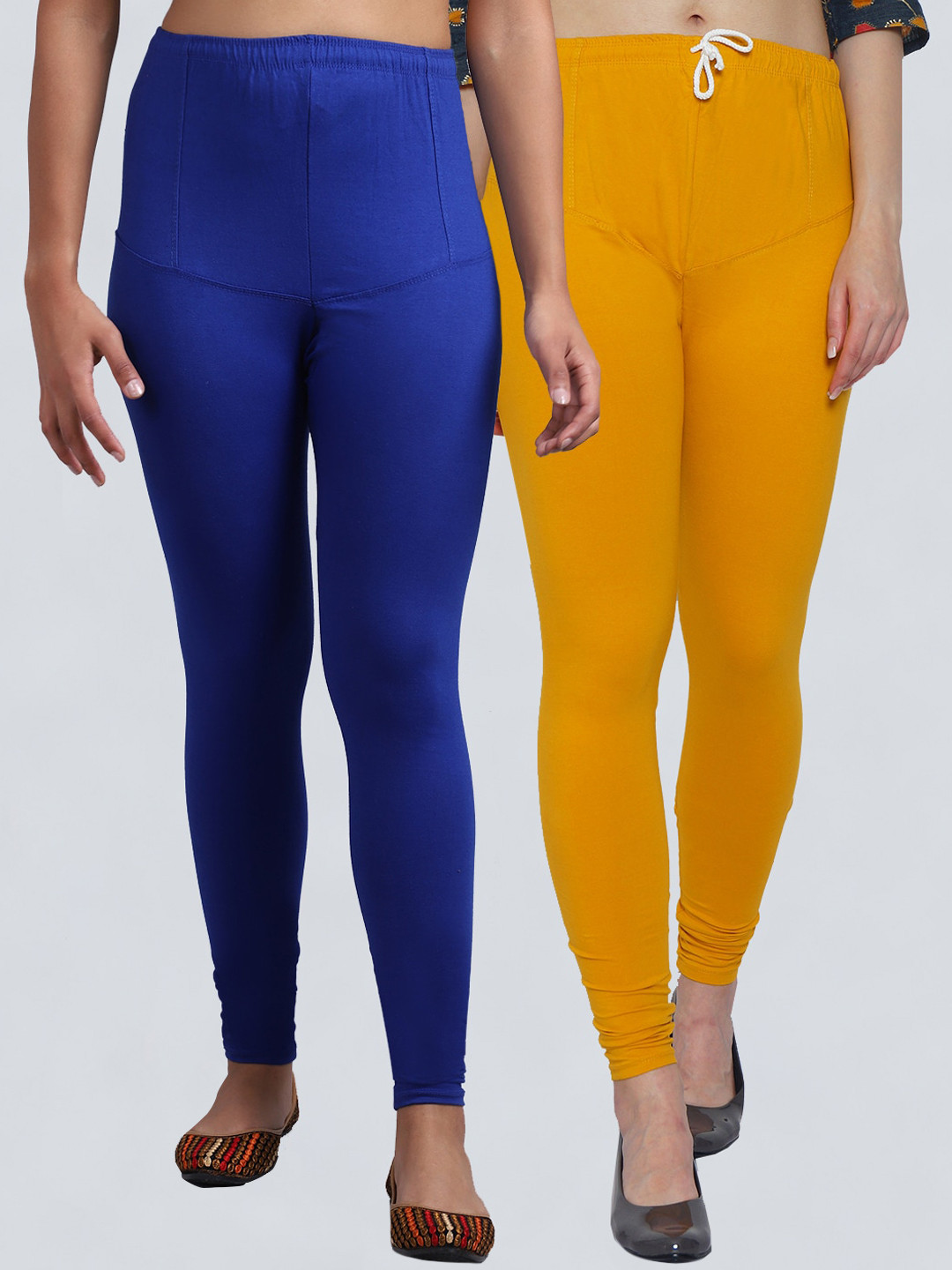 Jinfo Women Pack Of 2 Super Combed Four Way Lycra Solid Legging