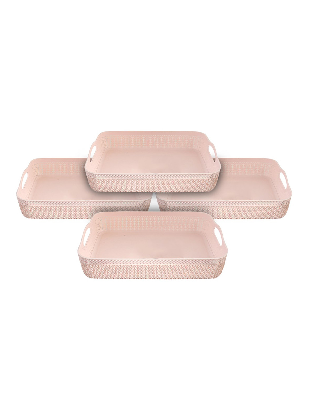 Kuber Industries Set Of 4 Pink Solid Desk Organisers