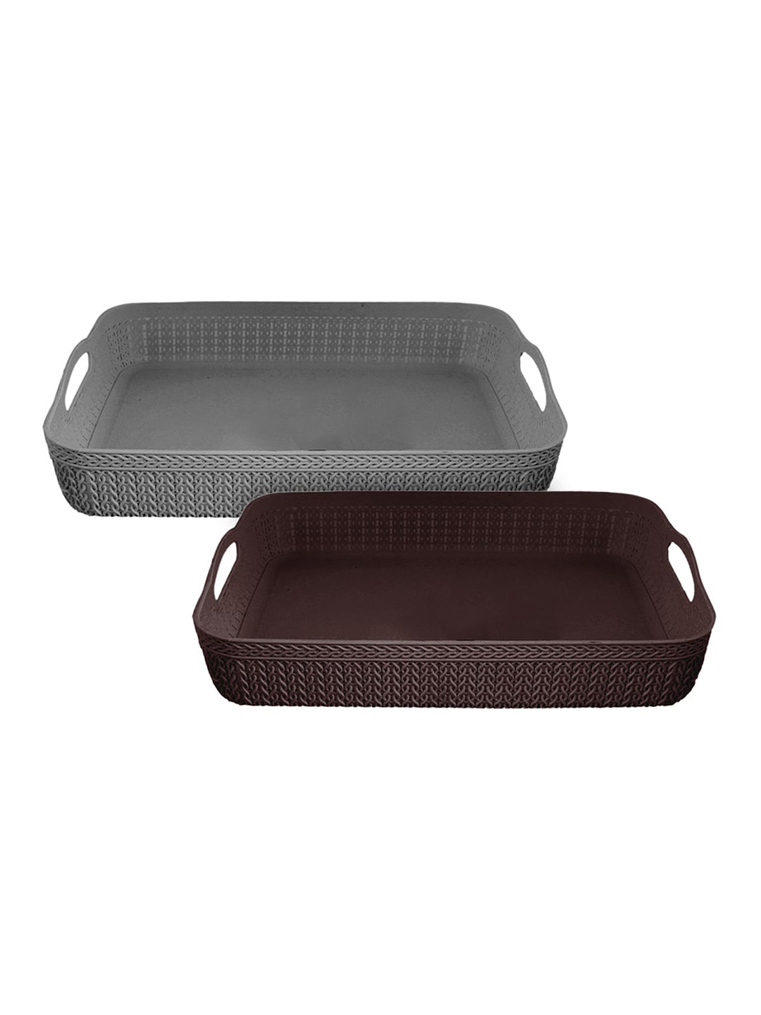 Kuber Industries Set Of 4 Brown & Grey Solid Desk Organisers