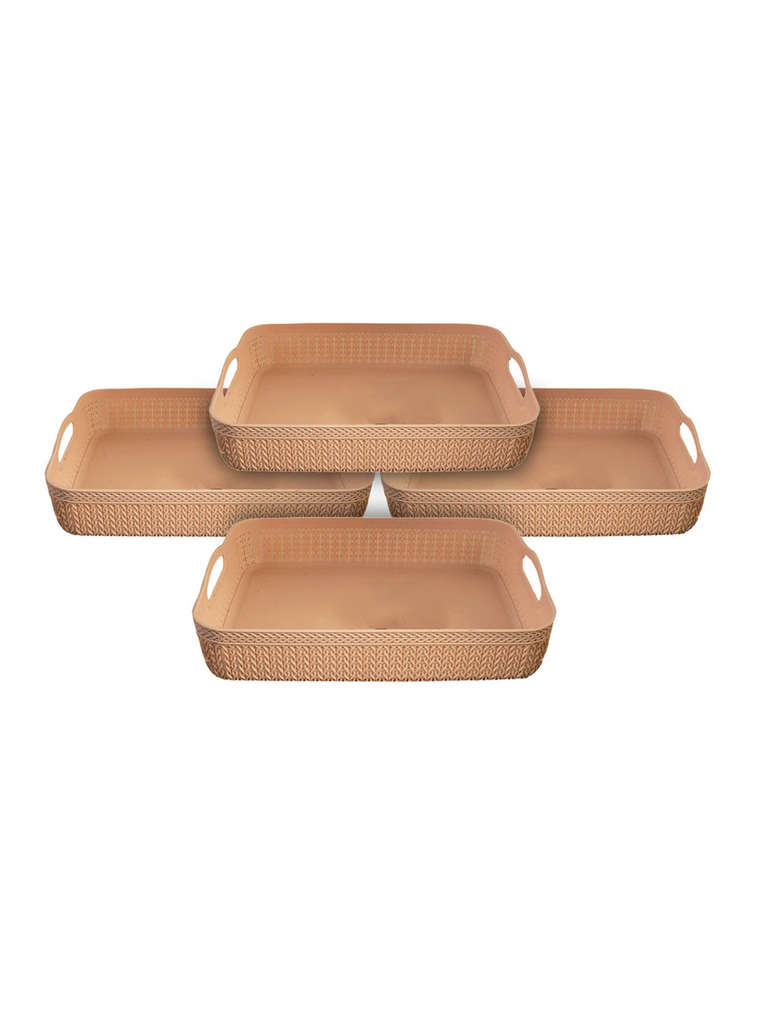 Kuber Industries Set Of 4 Coffee Brown Solid Desk Organisers