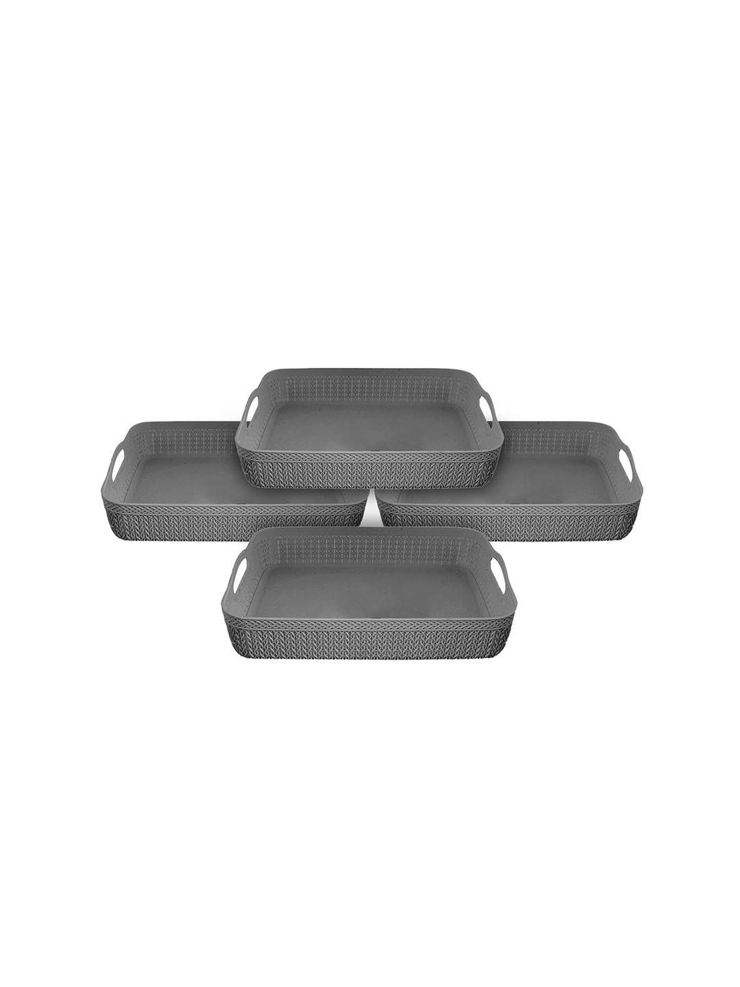 Kuber Industries Pack of 4 Grey Solid Storage Baskets