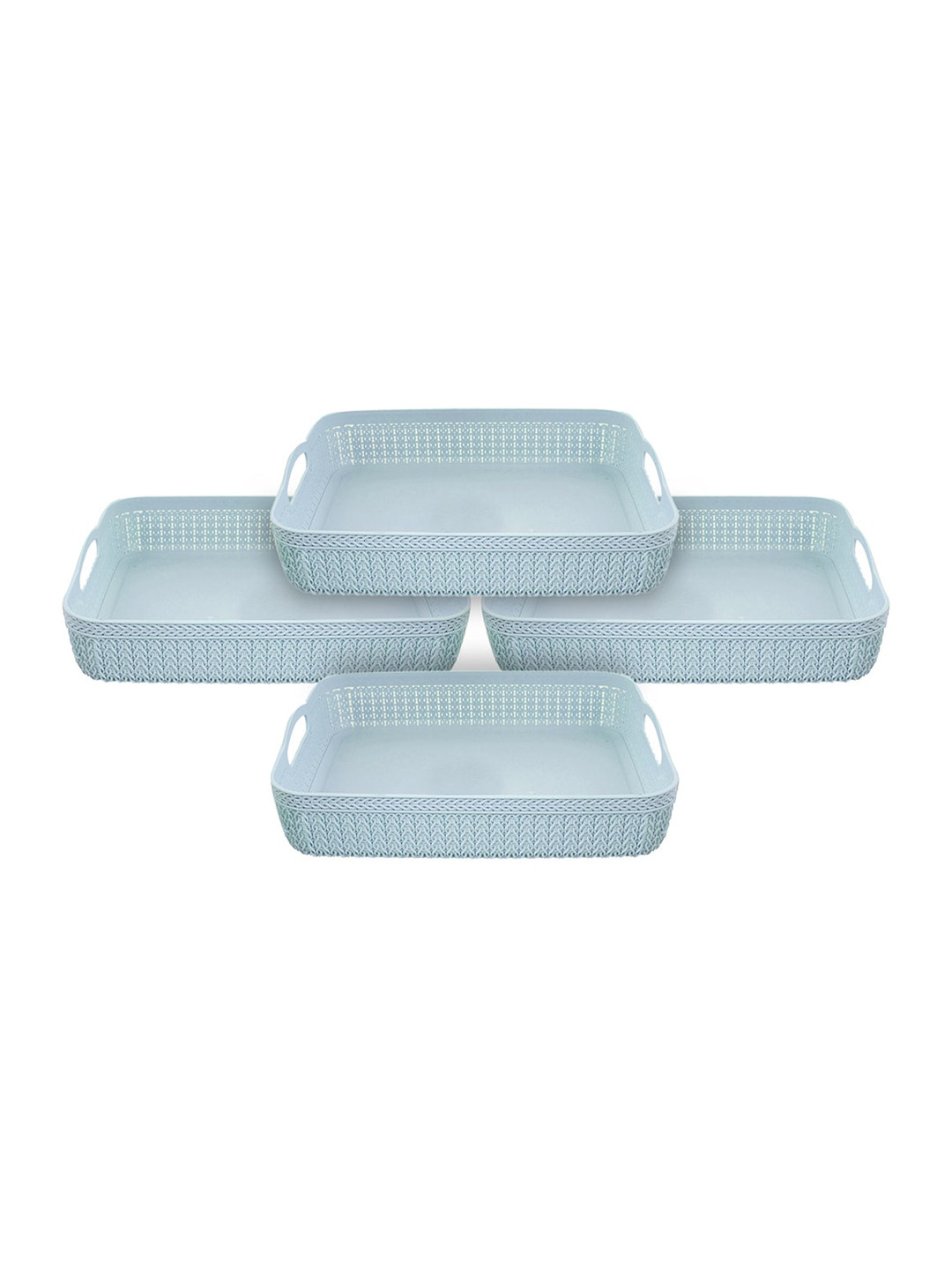 Kuber Industries Set Of 4 Blue Solid Storage Basket Organisers