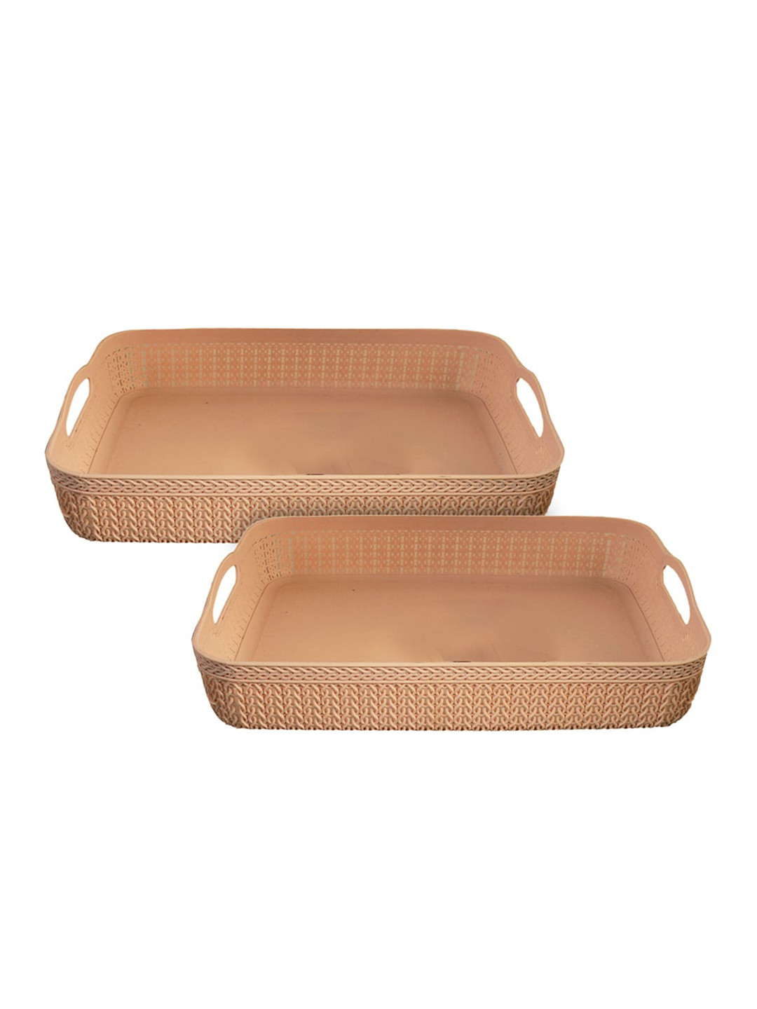 Kuber Industries Set Of 2 Coffee Brown Plastic Storage Baskets