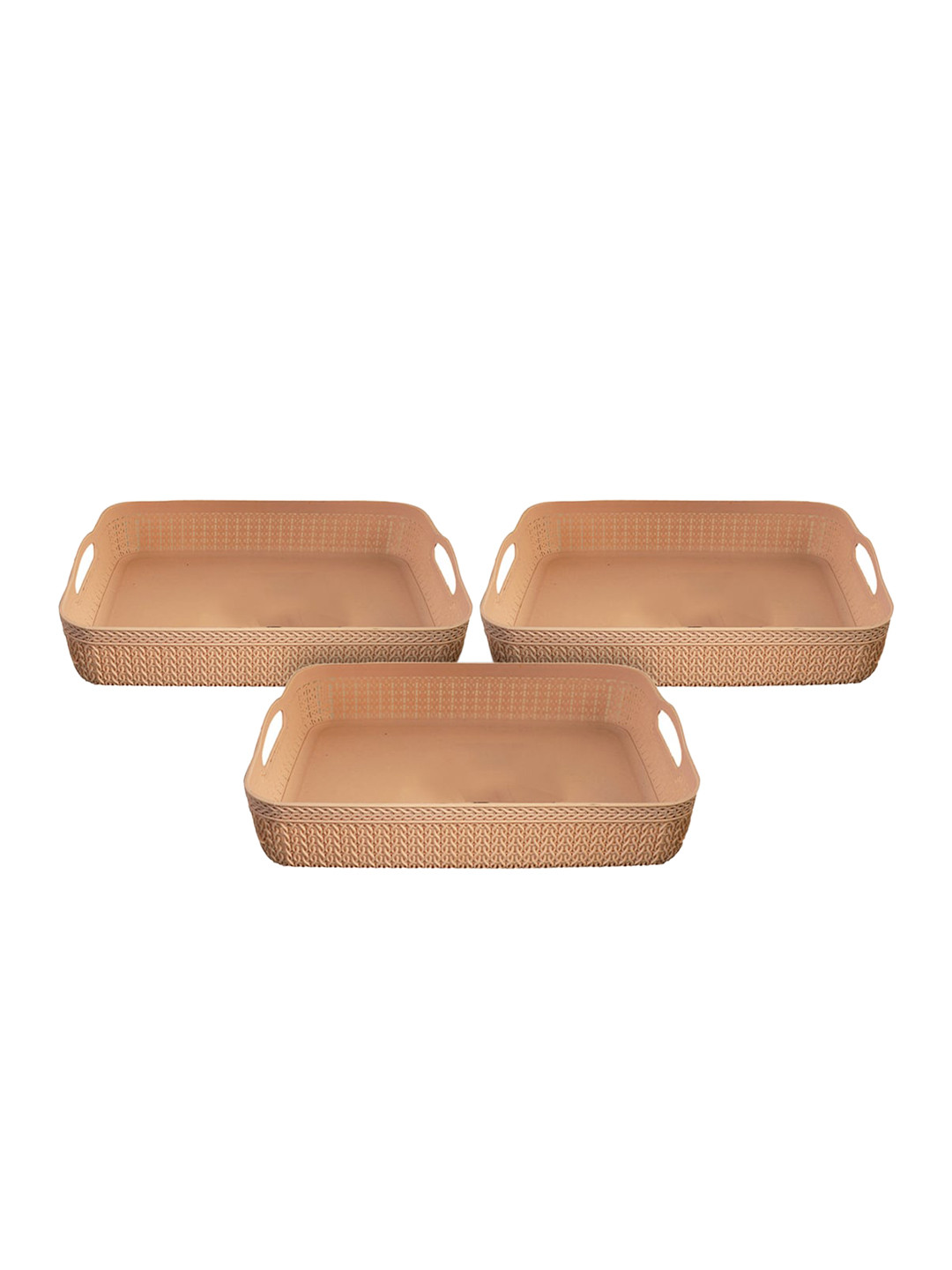 Kuber Industries Pack of 3 Coffee Solid Storage Baskets
