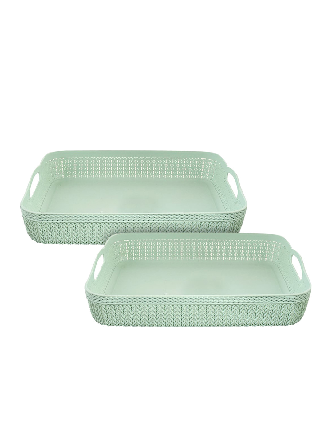 Kuber Industries Pack of 2 Green Solid Storage Baskets