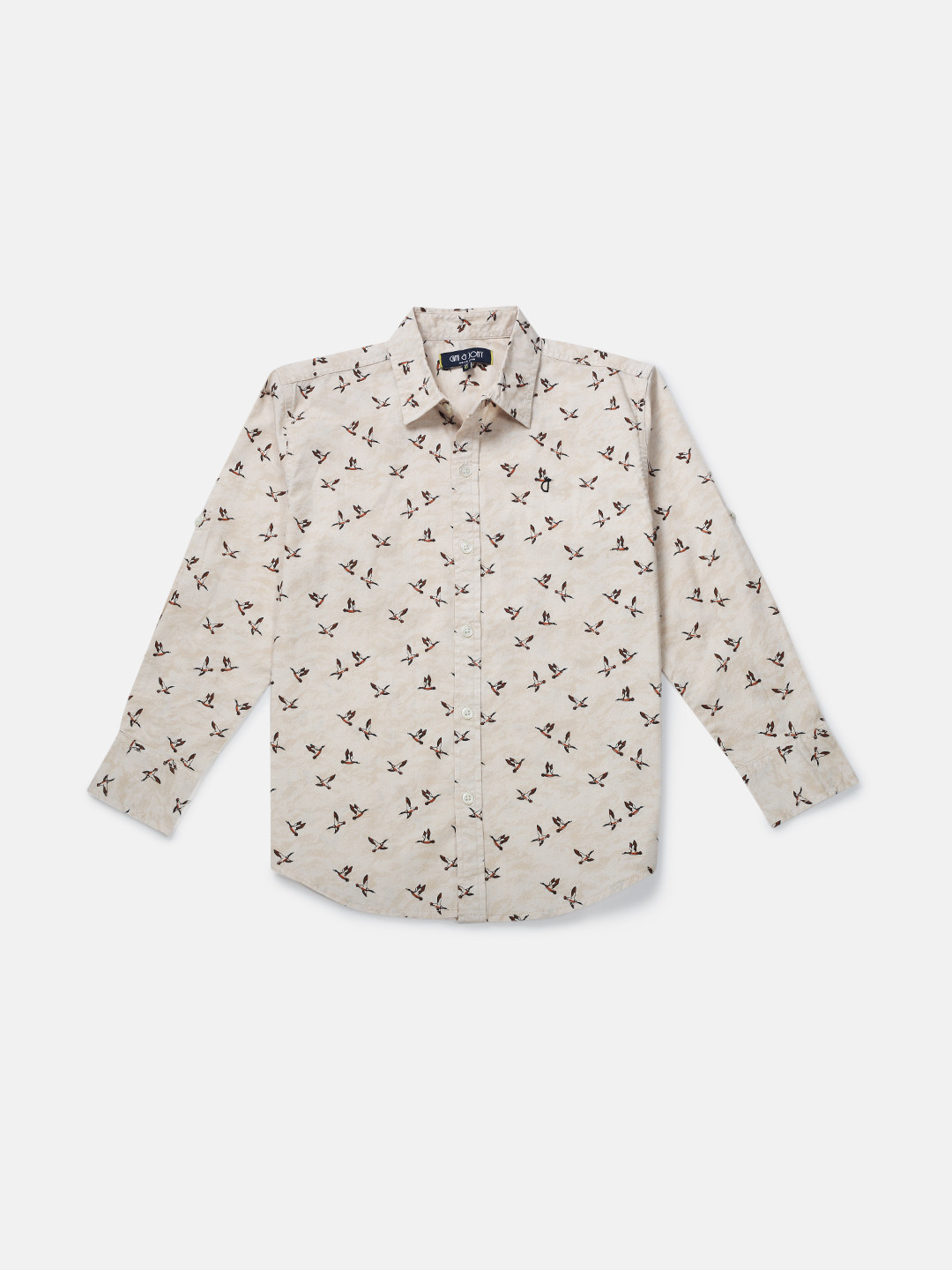 Gini and Jony Kids-Boys Khaki Animal Printed Casual Shirt