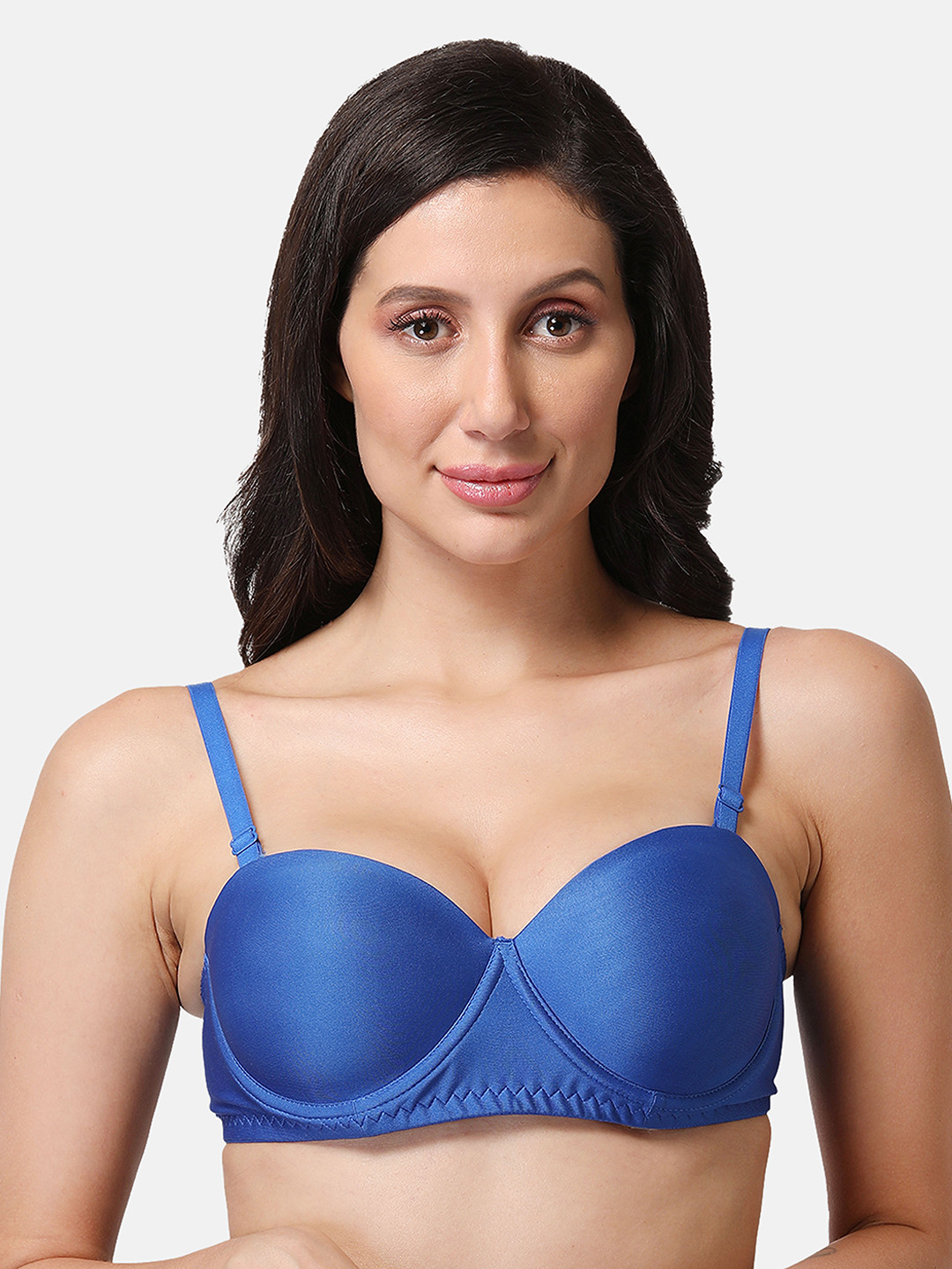 LOTUSLEAF Blue Solid T-Shirt Bra - Underwired Lightly Padded