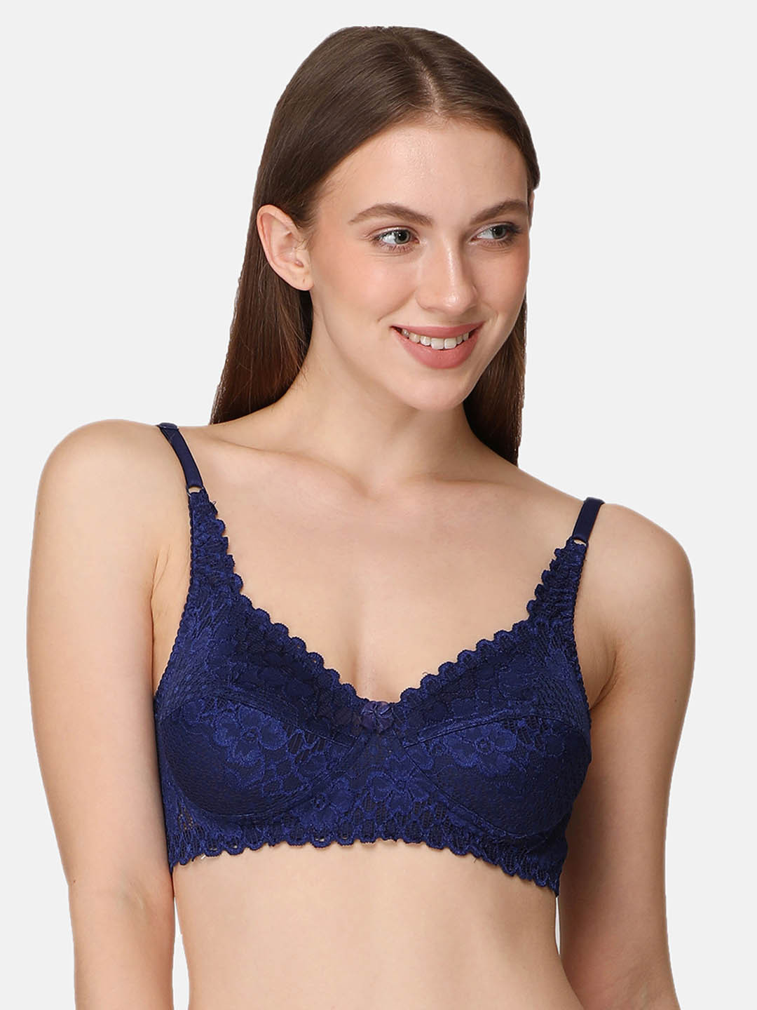 LOTUSLEAF Blue Floral Lace T-Shirt Bra