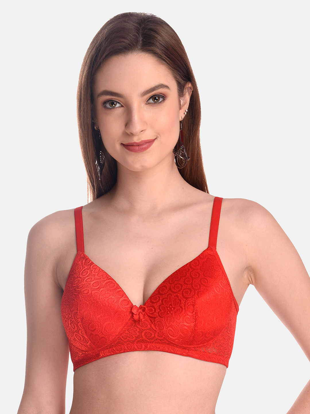 LOTUSLEAF Red Floral Lightly Padded Bra LBR00531003-30B-Red