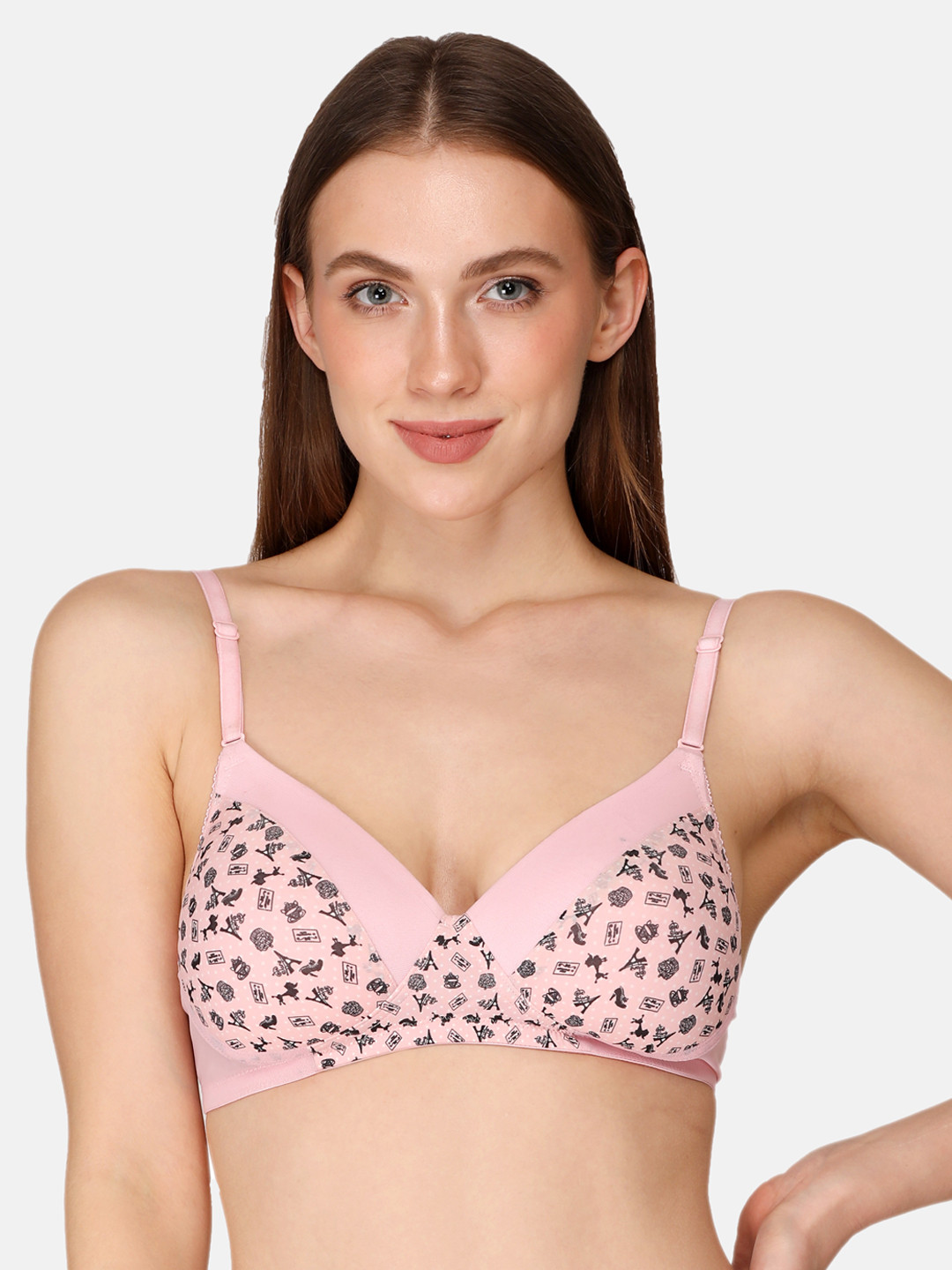 LOTUSLEAF Pink & Black Graphic Lightly Padded Bra LBR00070502-30B-Pink