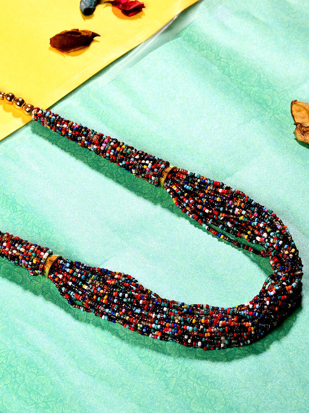 Bamboo Tree Jewels Gold-Toned & Black Handcrafted Necklace