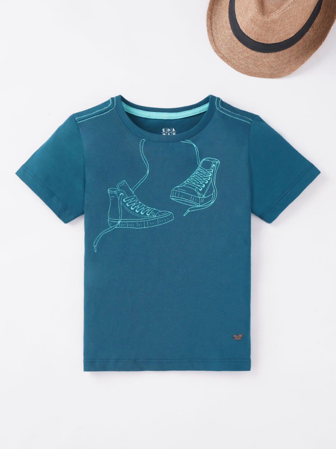 Ed-a-Mamma Boys Navy Blue & dark blue Printed T-shirt