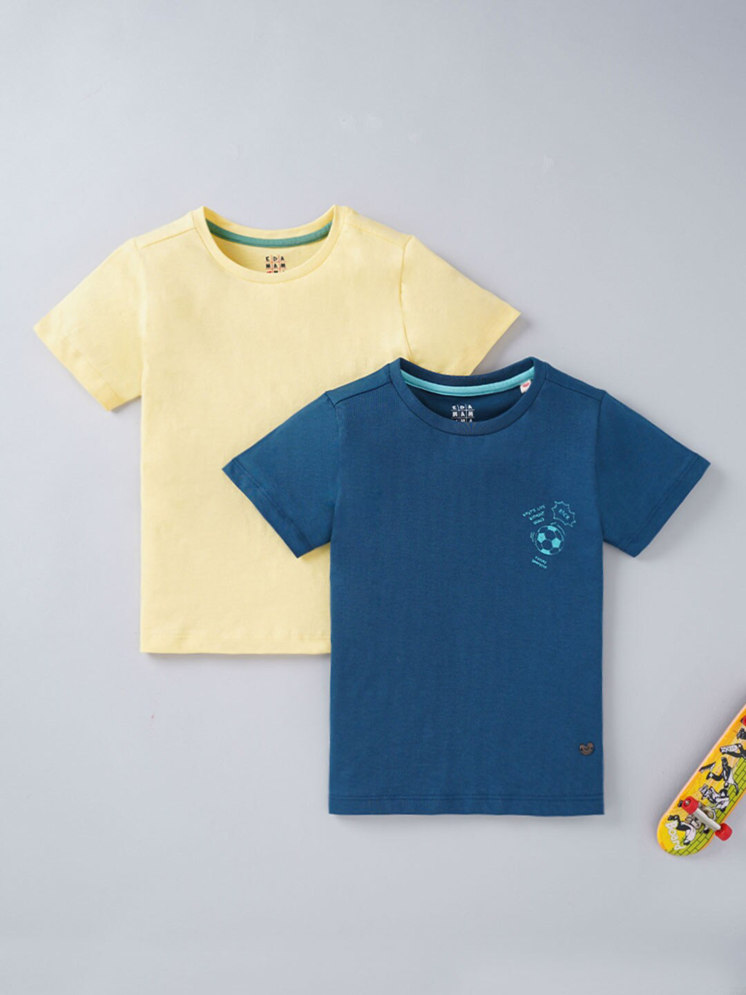 Ed-a-Mamma Boys Pack Of 2 Multicoloured Printed T-shirt