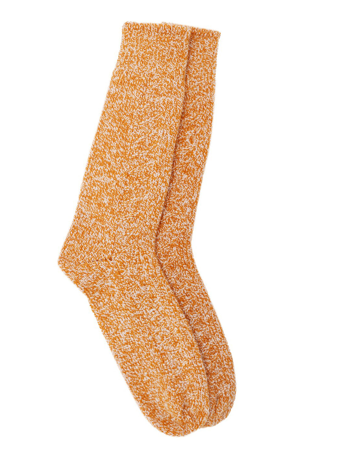 Bharatasya Women Orange Patterned Knitted Calf-Length Socks