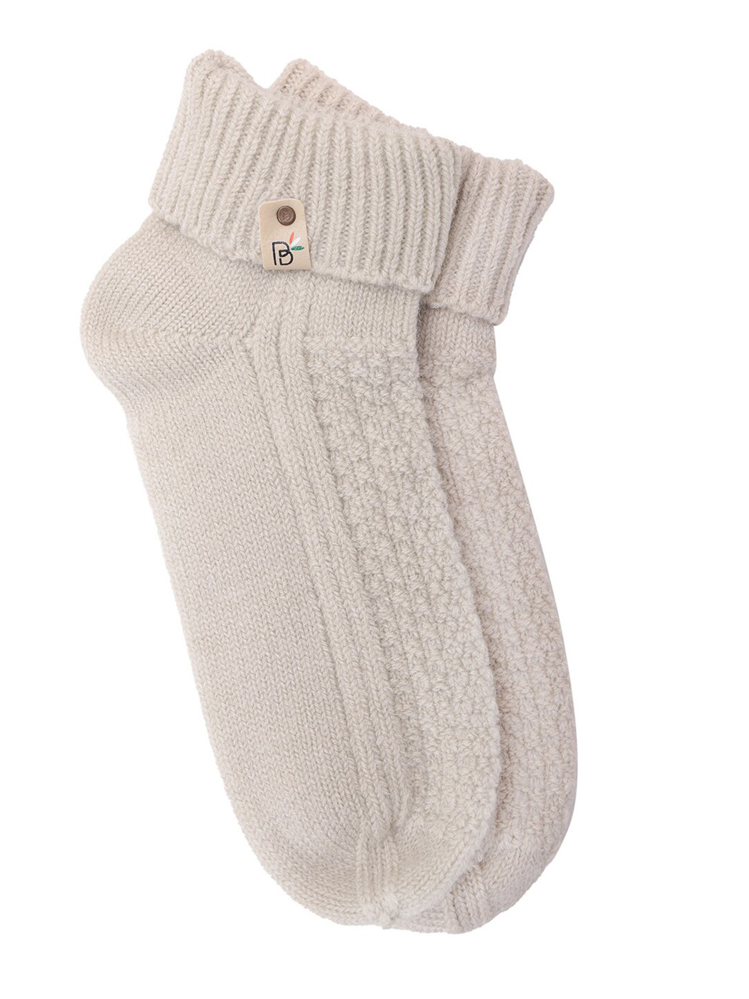 Bharatasya Off White Acrylic Ankle-Length Socks