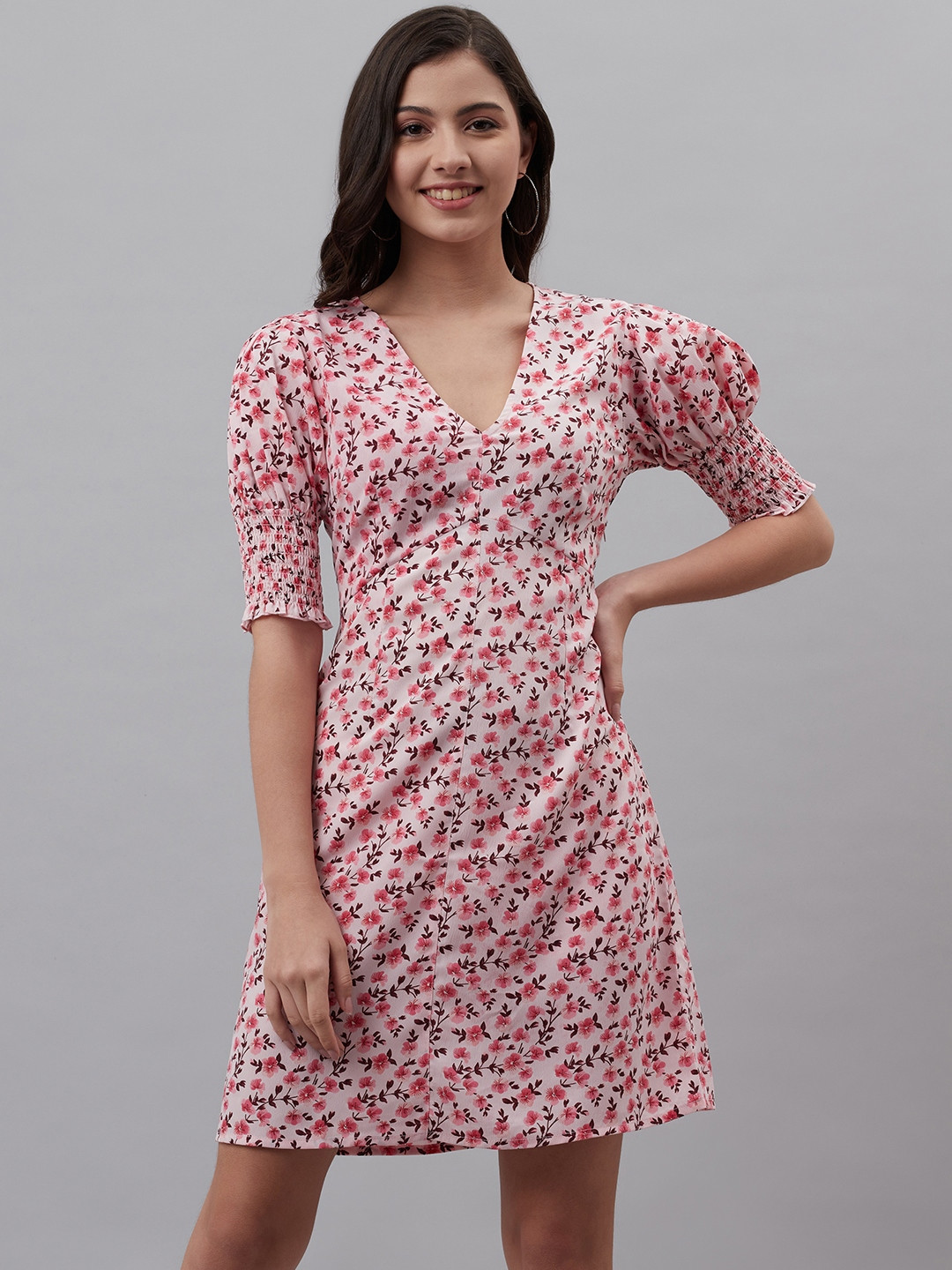plusS Pink Floral Print A-Line Dress