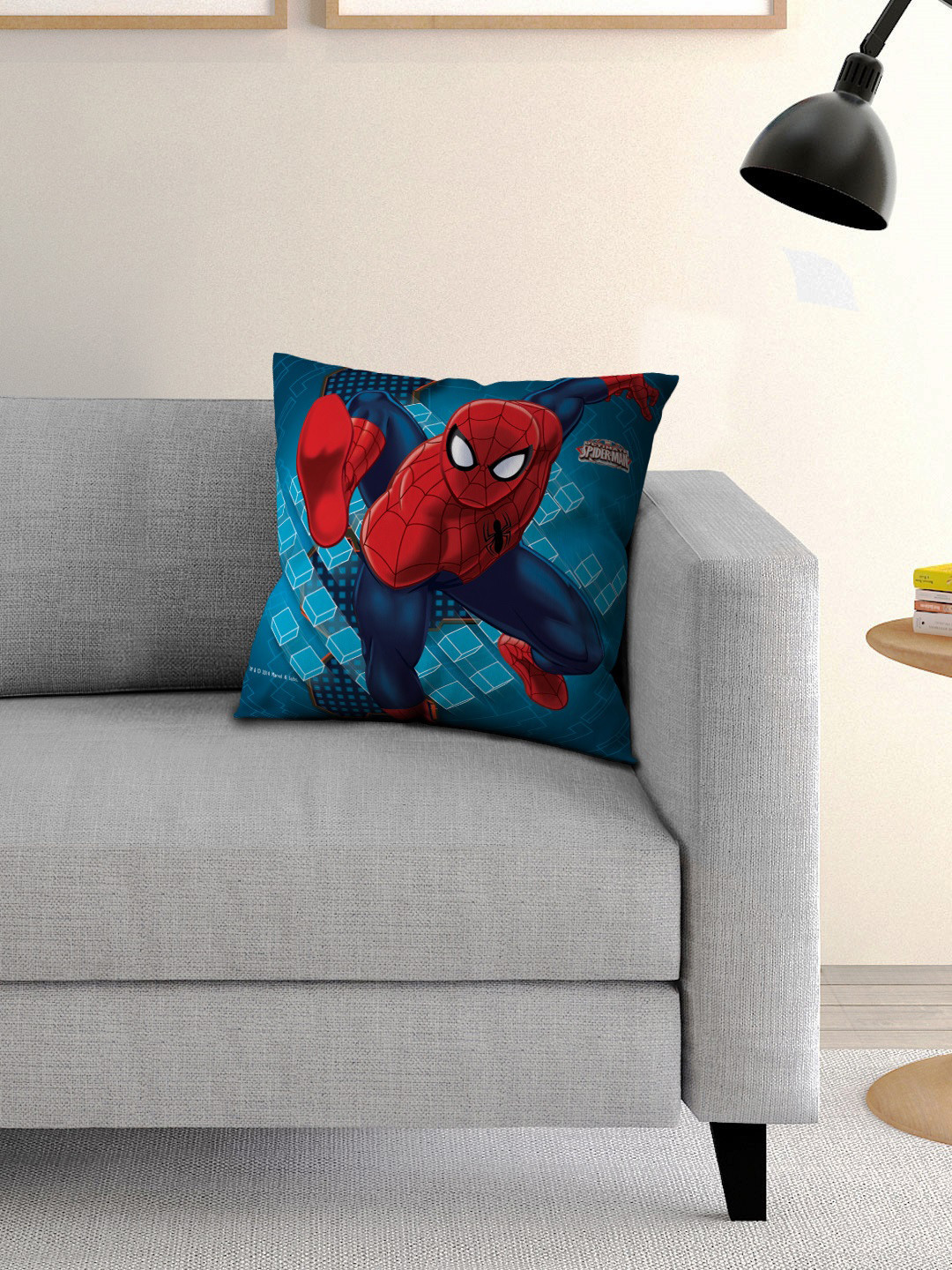 Athom Trendz Marvel Kids Blue Single Printed 16'' x 16'' Square Cushion with Cover