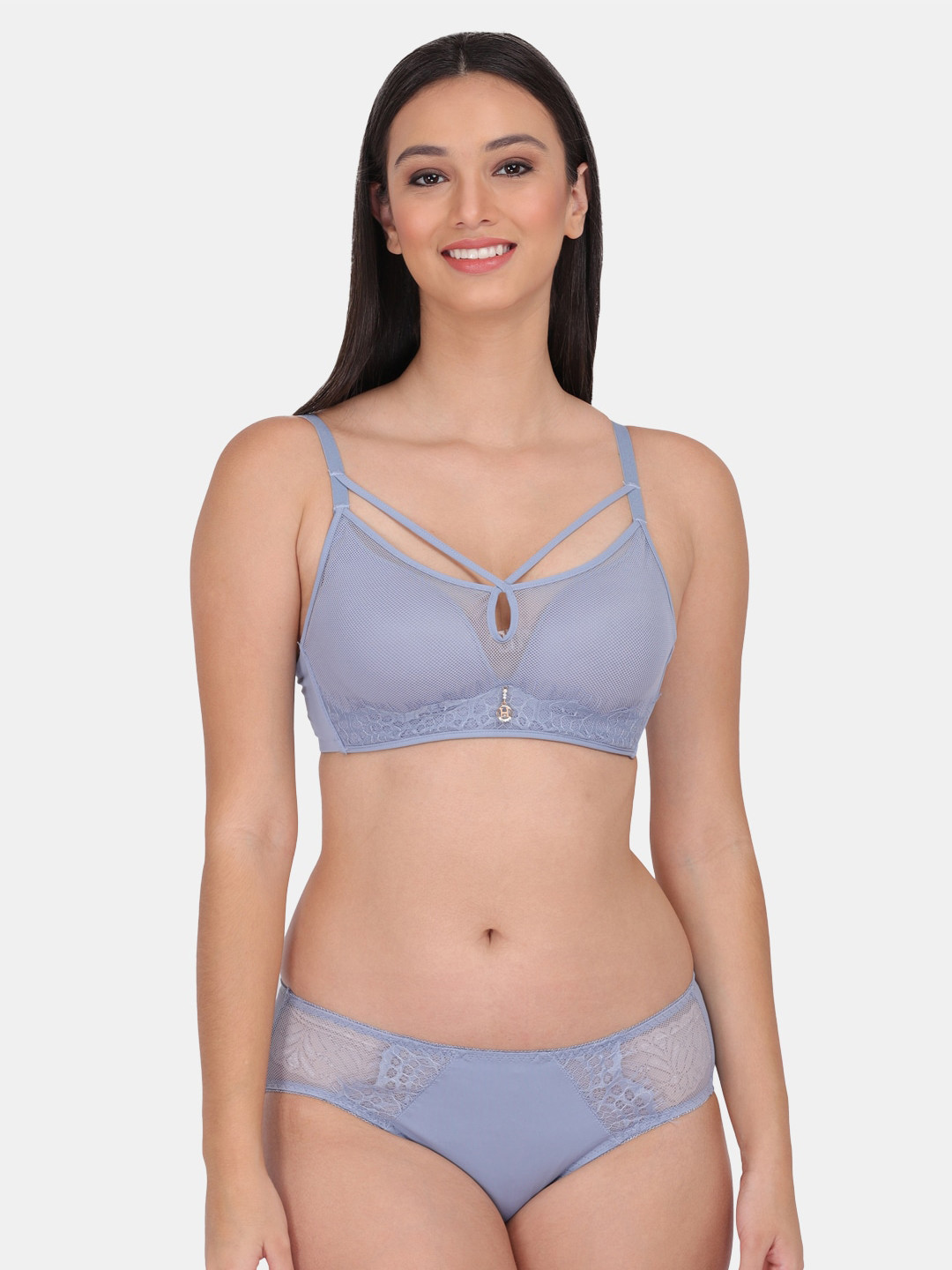Amour Secret Women Grey Solid Lingerie Set BS2008_Gry