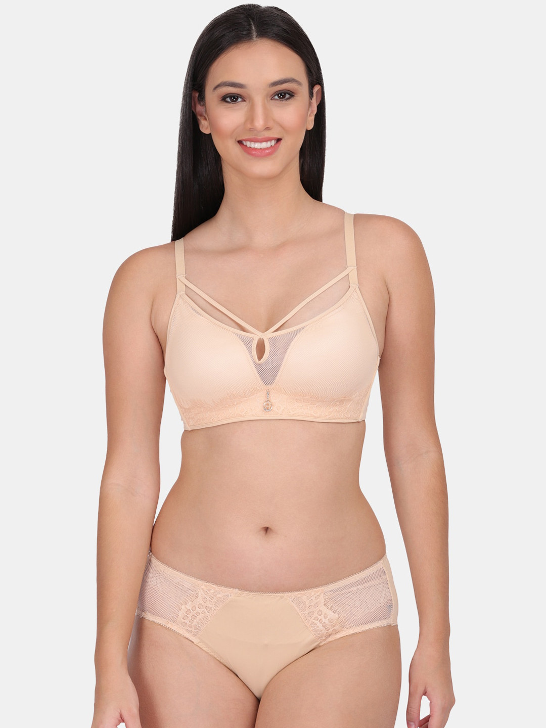 Amour Secret Women Nude-Coloured Solid Lingerie Set