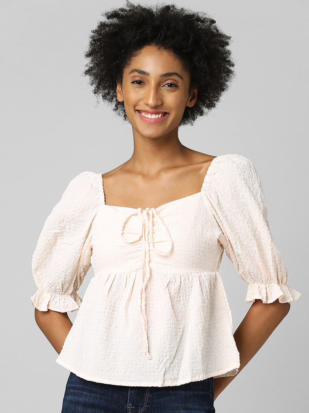 ONLY Pink & white alyssum Empire Top