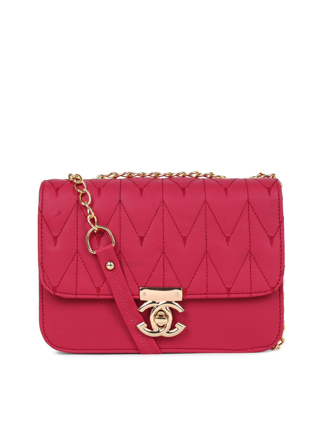 LIKAA Pink Structured Sling Bag with Quilted