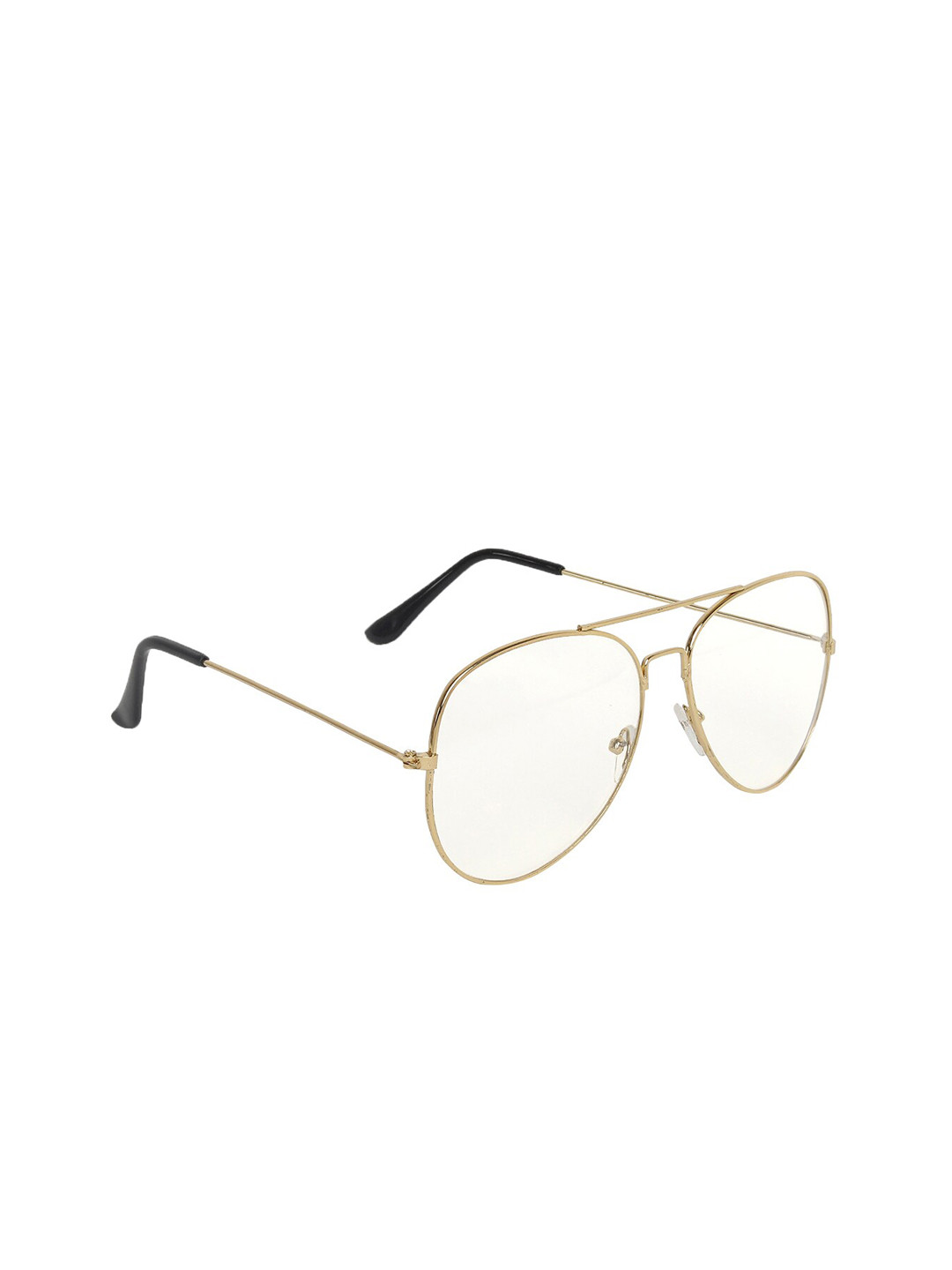 GARTH Unisex Clear Lens & Gold-Toned Aviator Sunglasses with UV Protected Lens