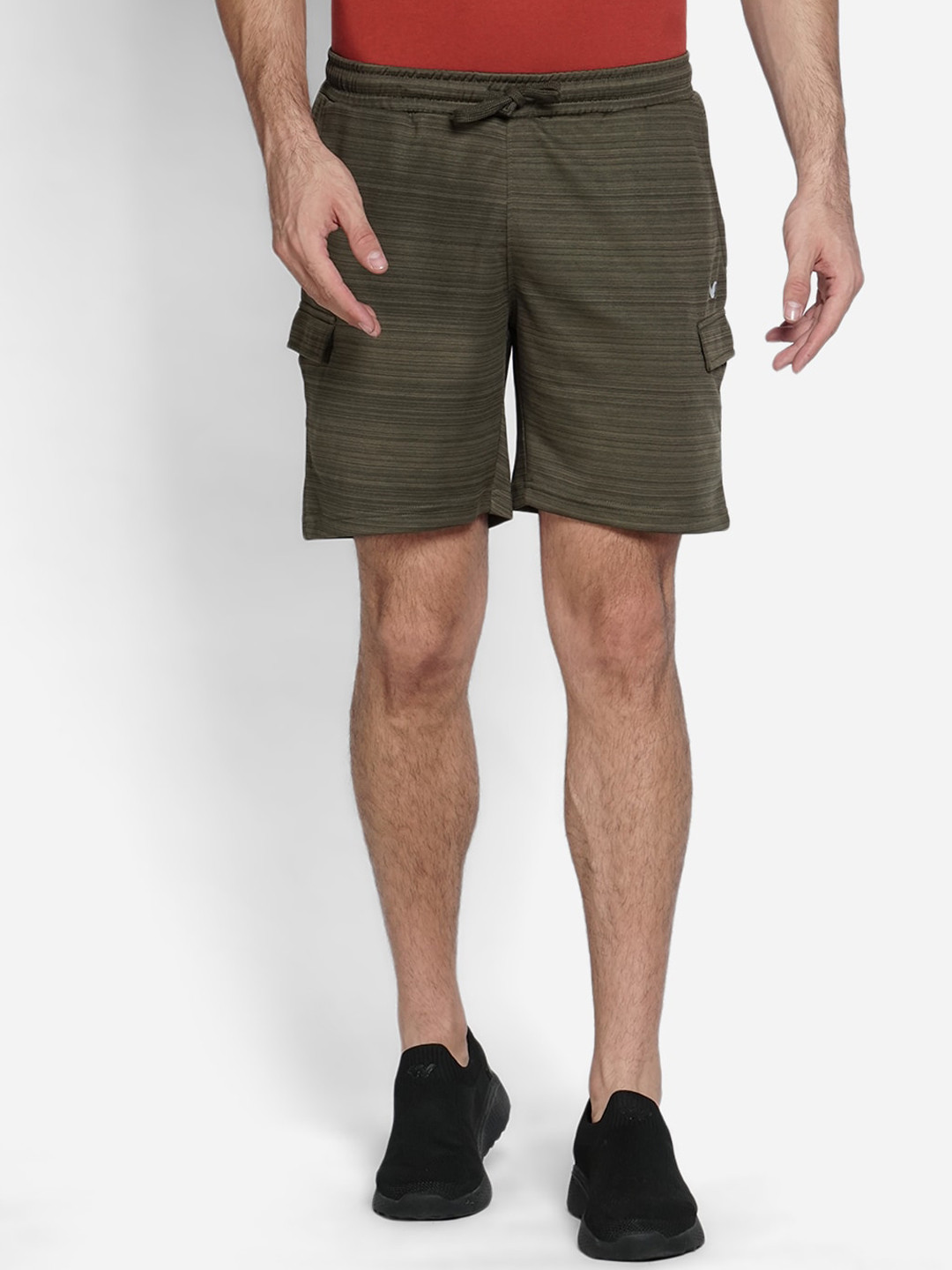 Wildcraft Men Olive Green Striped Sports Shorts