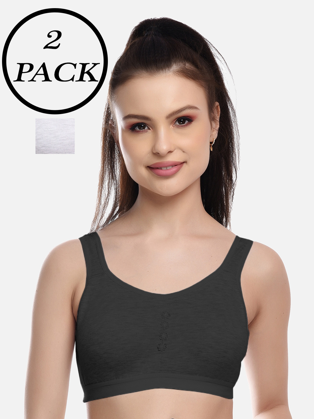 FIMS Women Black and White Bra