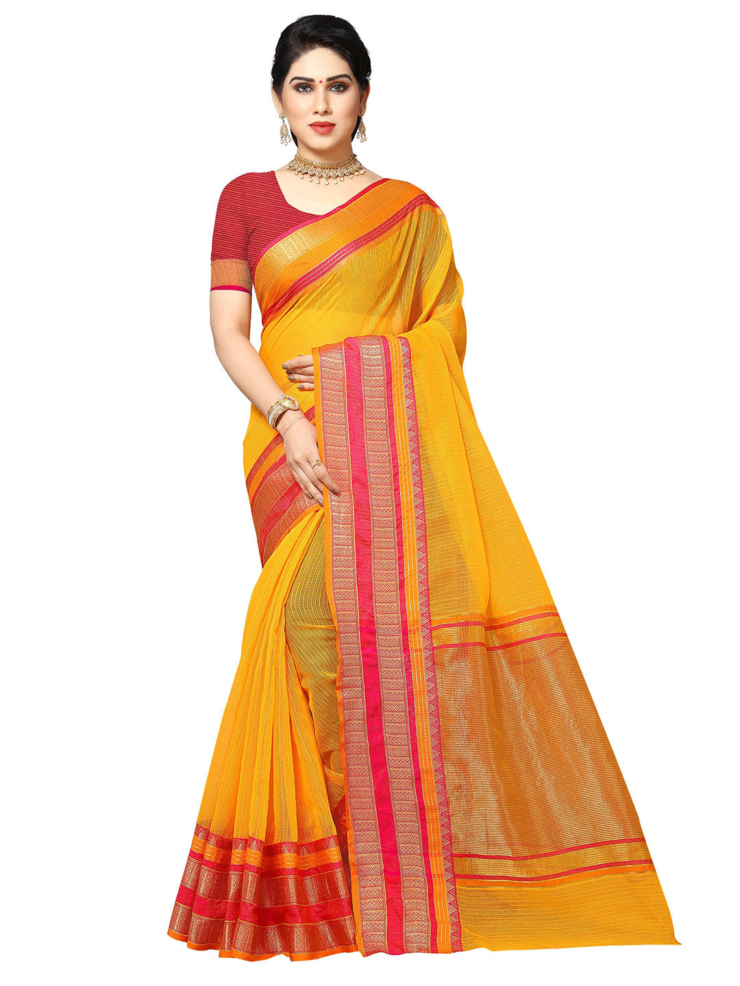 Sidhidata Gold Coloured Kota Doria Cottton Manipuri Saree