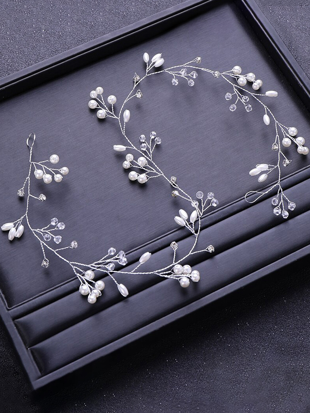 VAGHBHATT Women Silver-Toned & White Tiara