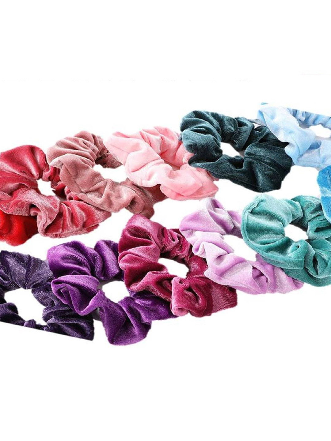 DIAN Assorted Pack of 9 Velvet Solid Hair Scrunchies