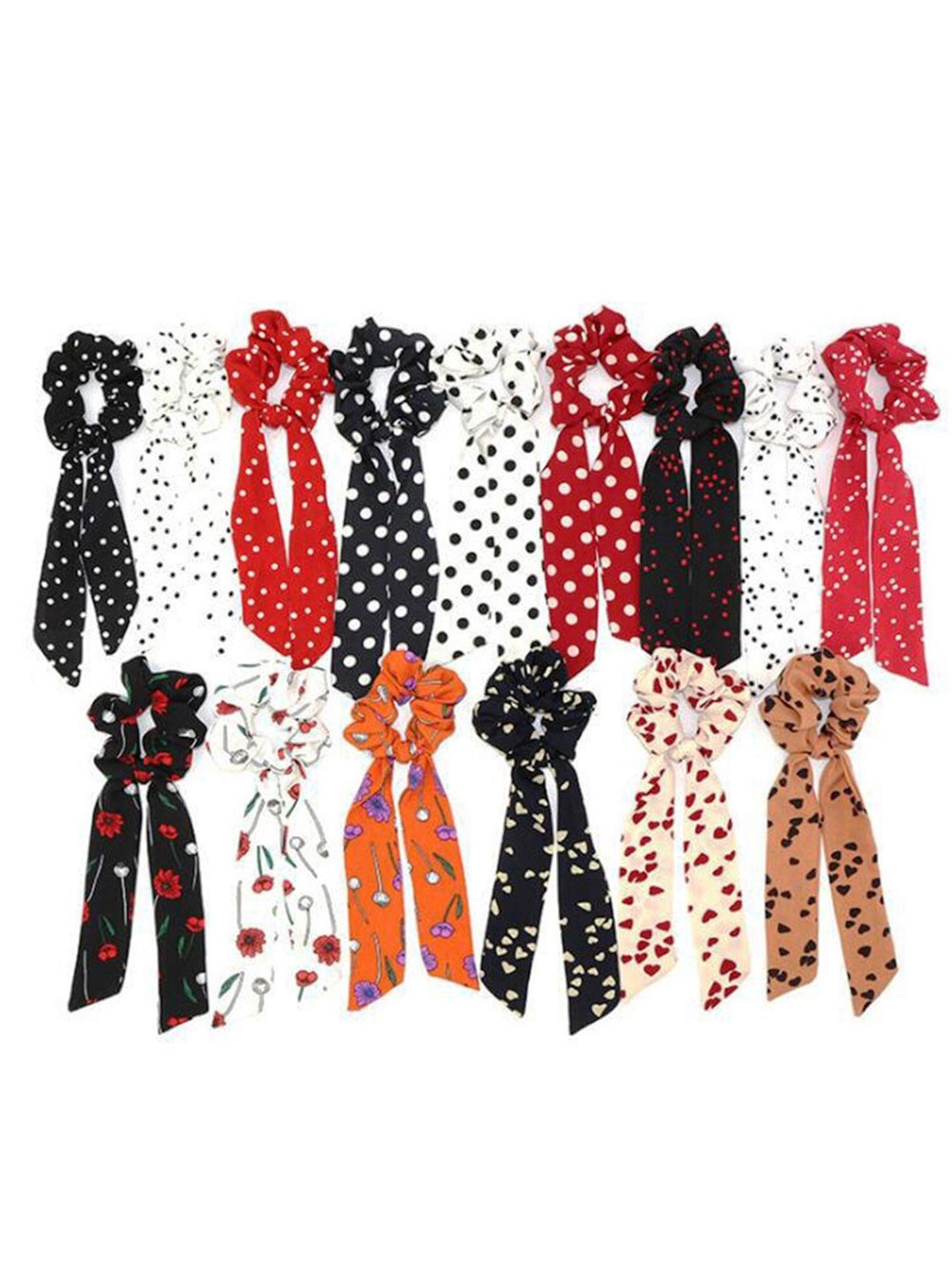 DIAN Women Set of 9 Printed Ribbon Scrunchie
