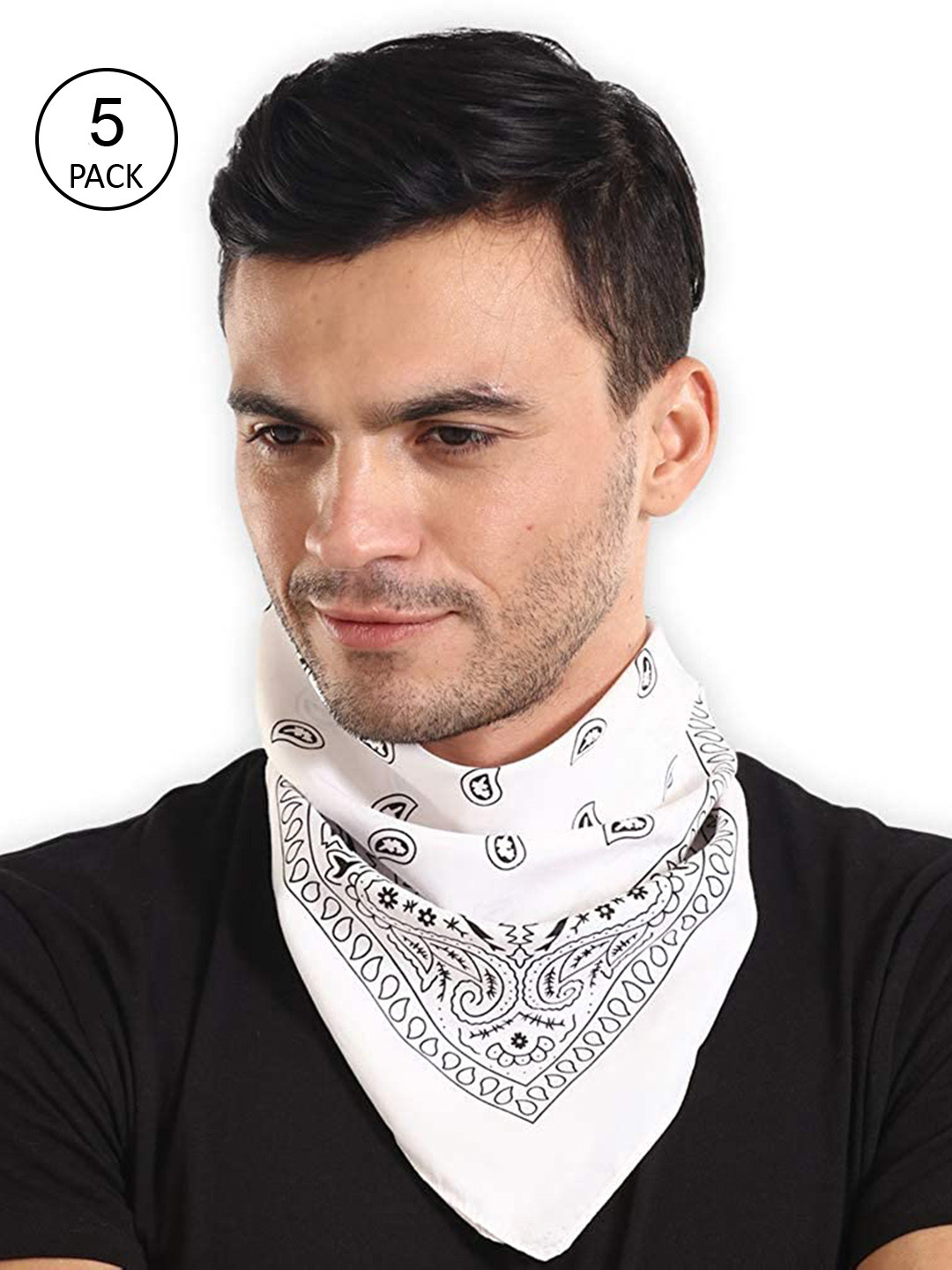 Aadikart Unisex Pack of 6 Black & White Printed Anti Microbial Multipurpose Bandana Headband