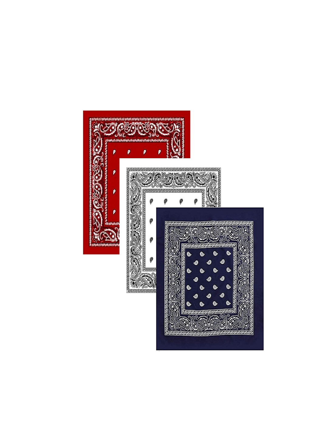 Aadikart Unisex Pack of 3 White & Red Printed Anti Microbial Multipurpose Bandana Headband