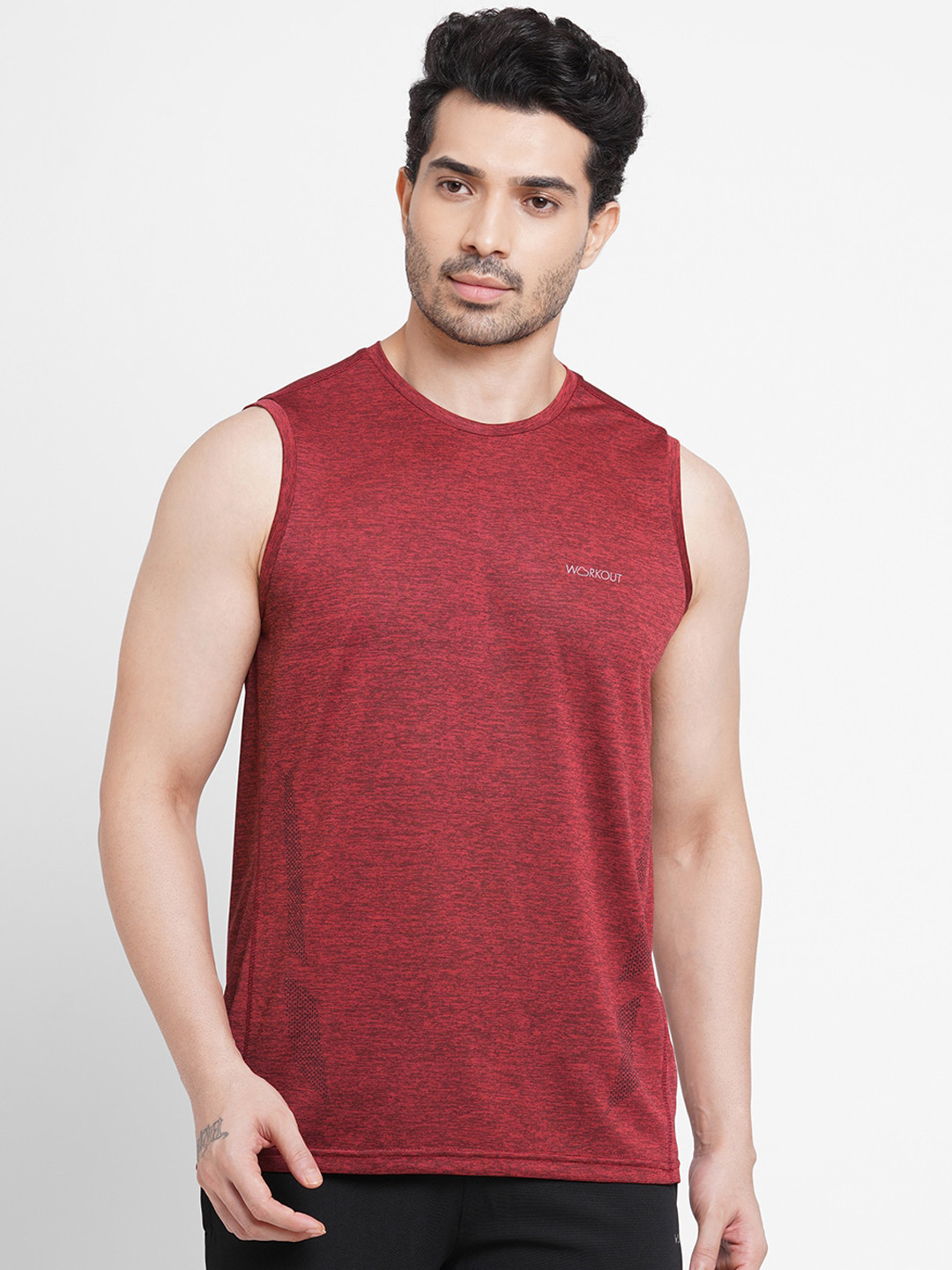 Sweet Dreams Men Maroon Solid Sleeveless Lounge T-shirt
