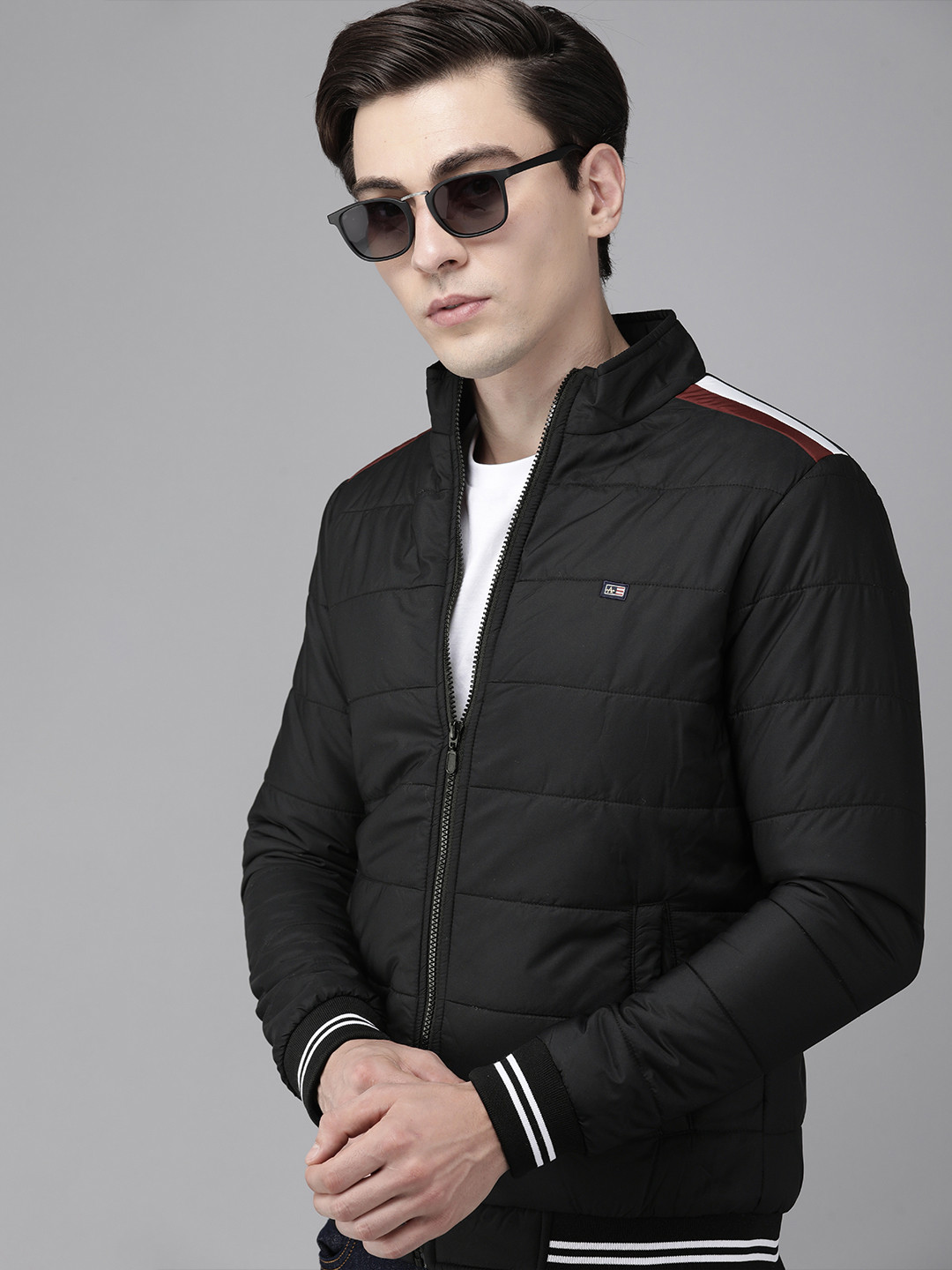 Arrow Men Black Solid Padded Jacket