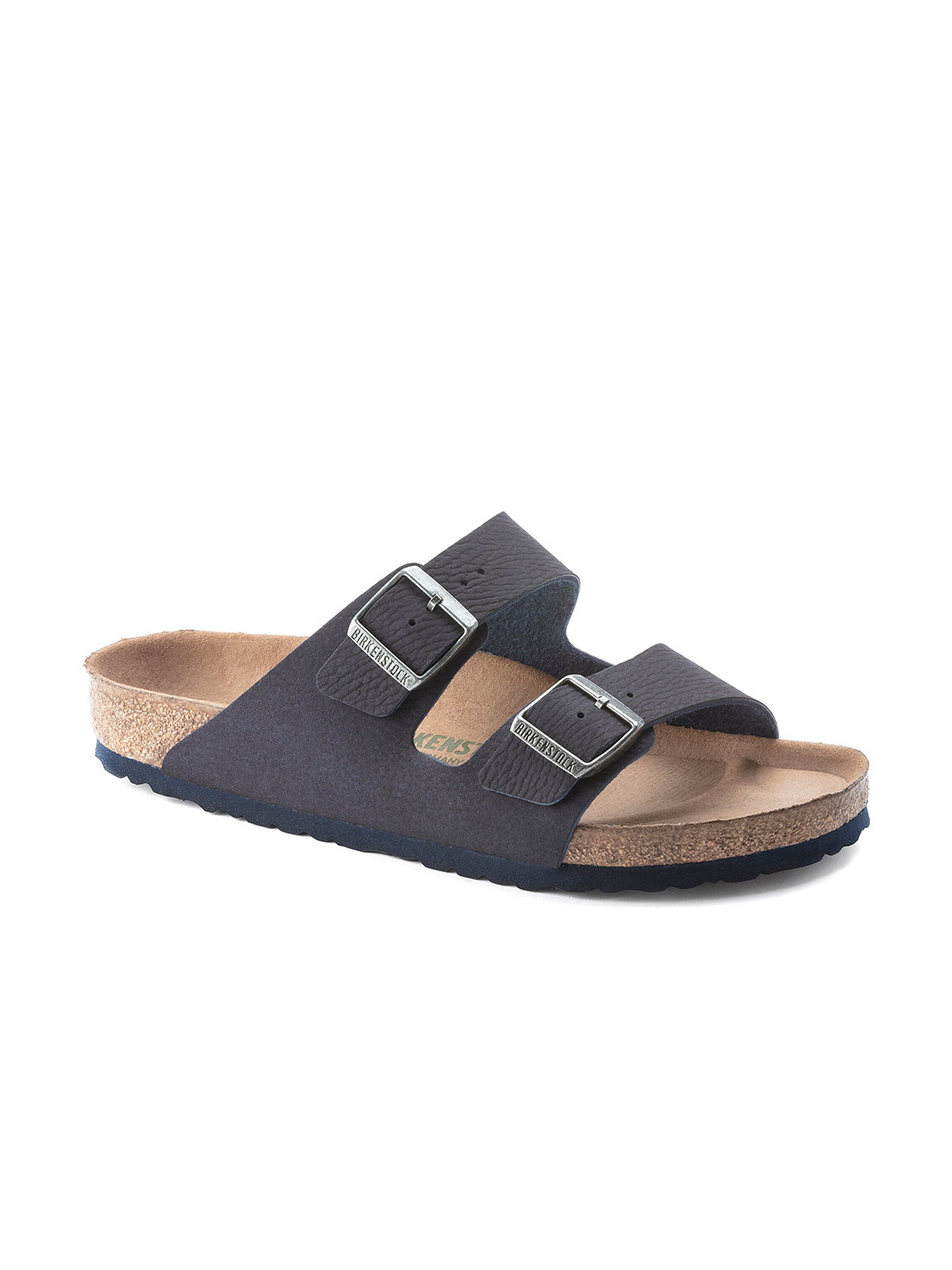 Birkenstock Arizona Vegan Desert Dust Indigo Blue Regular Width Two-Strap Sandals