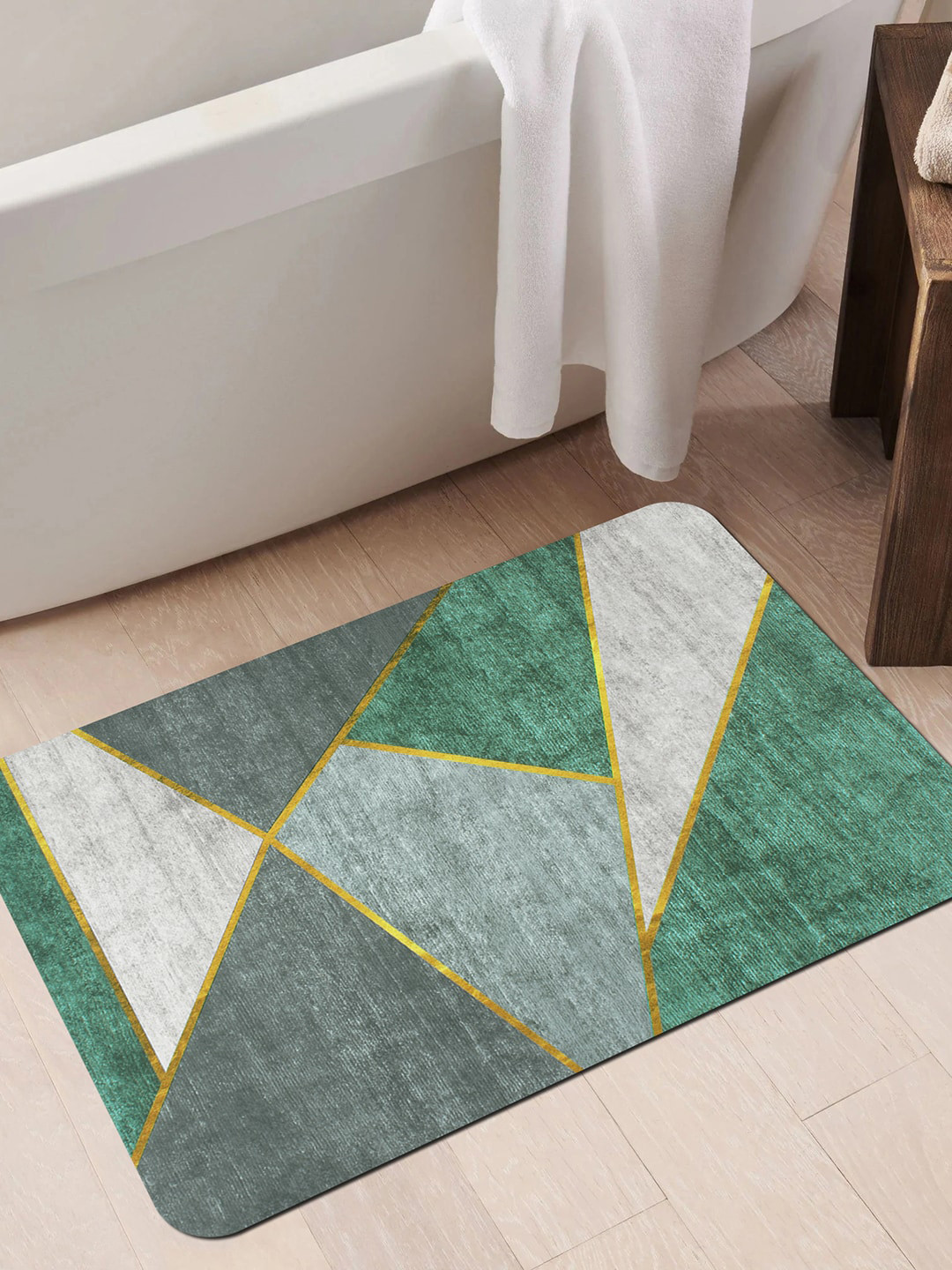 Story@home Green & Grey Leather Set of 2 Encore Doormat