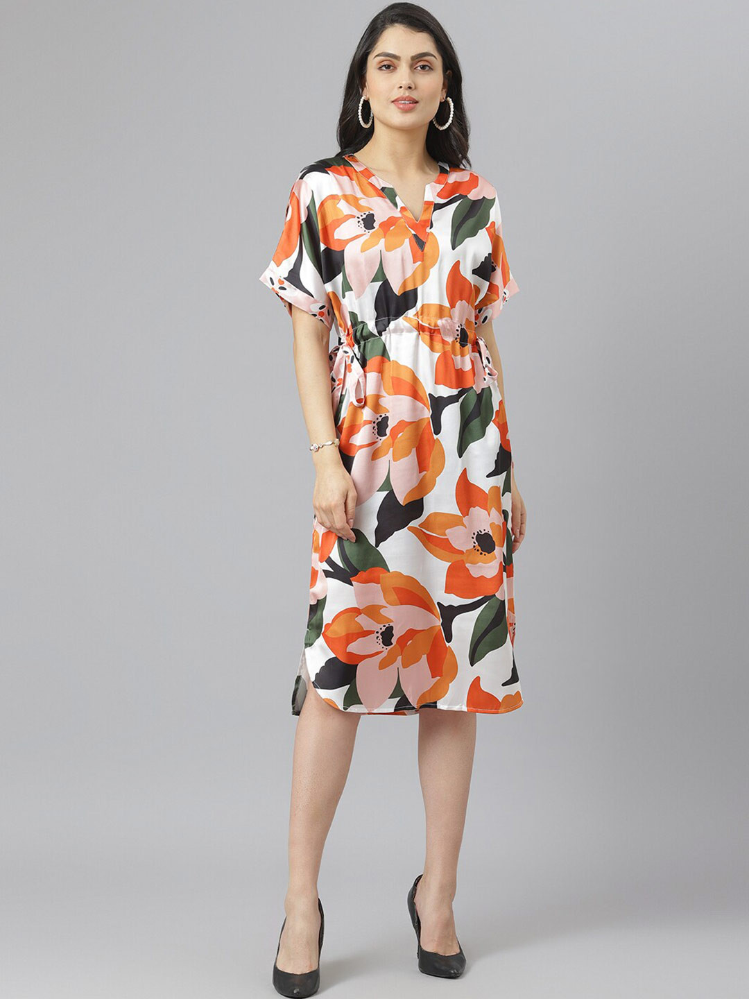 am ma Multicoloured Georgette A-Line Dress