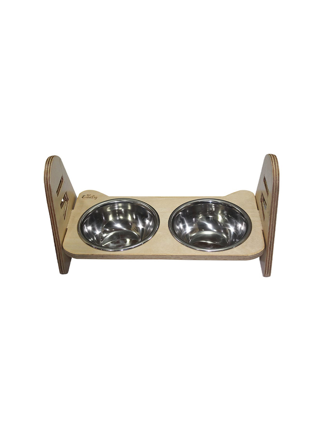 Emily pets Adjustable Double Steel Feeder Bowls with Wood Stand