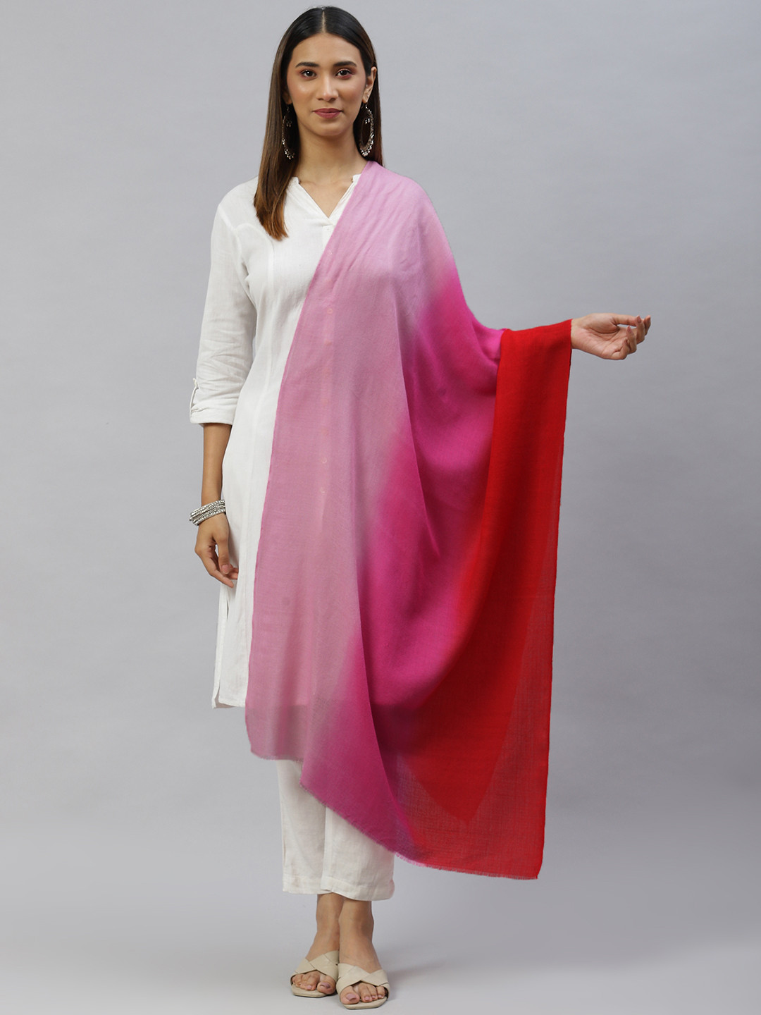 MODARTA Pink Ombre Fine Wool Shawl