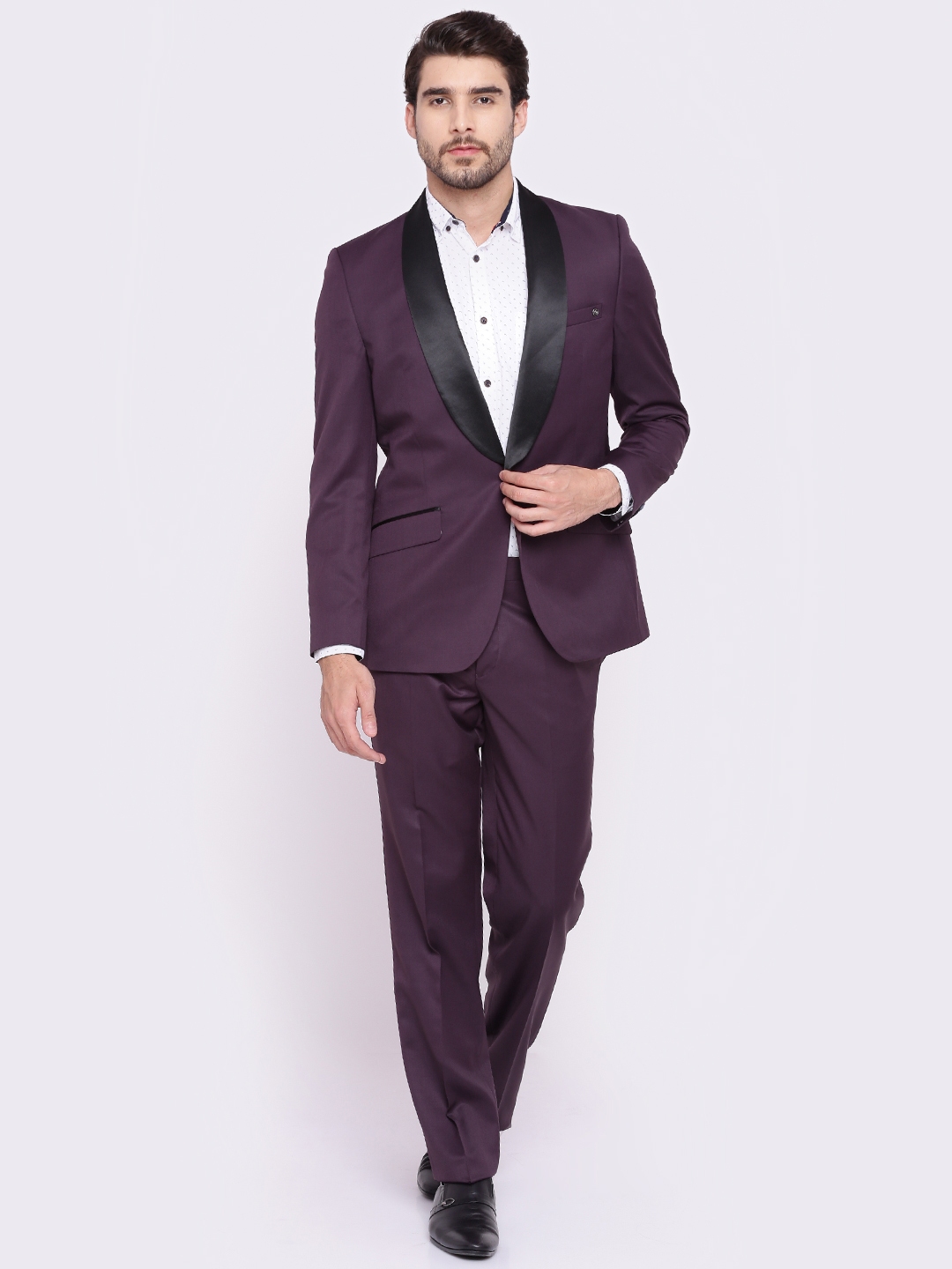 Buy Raymond Men Purple Tailored Contemporary Fit Single Breasted
