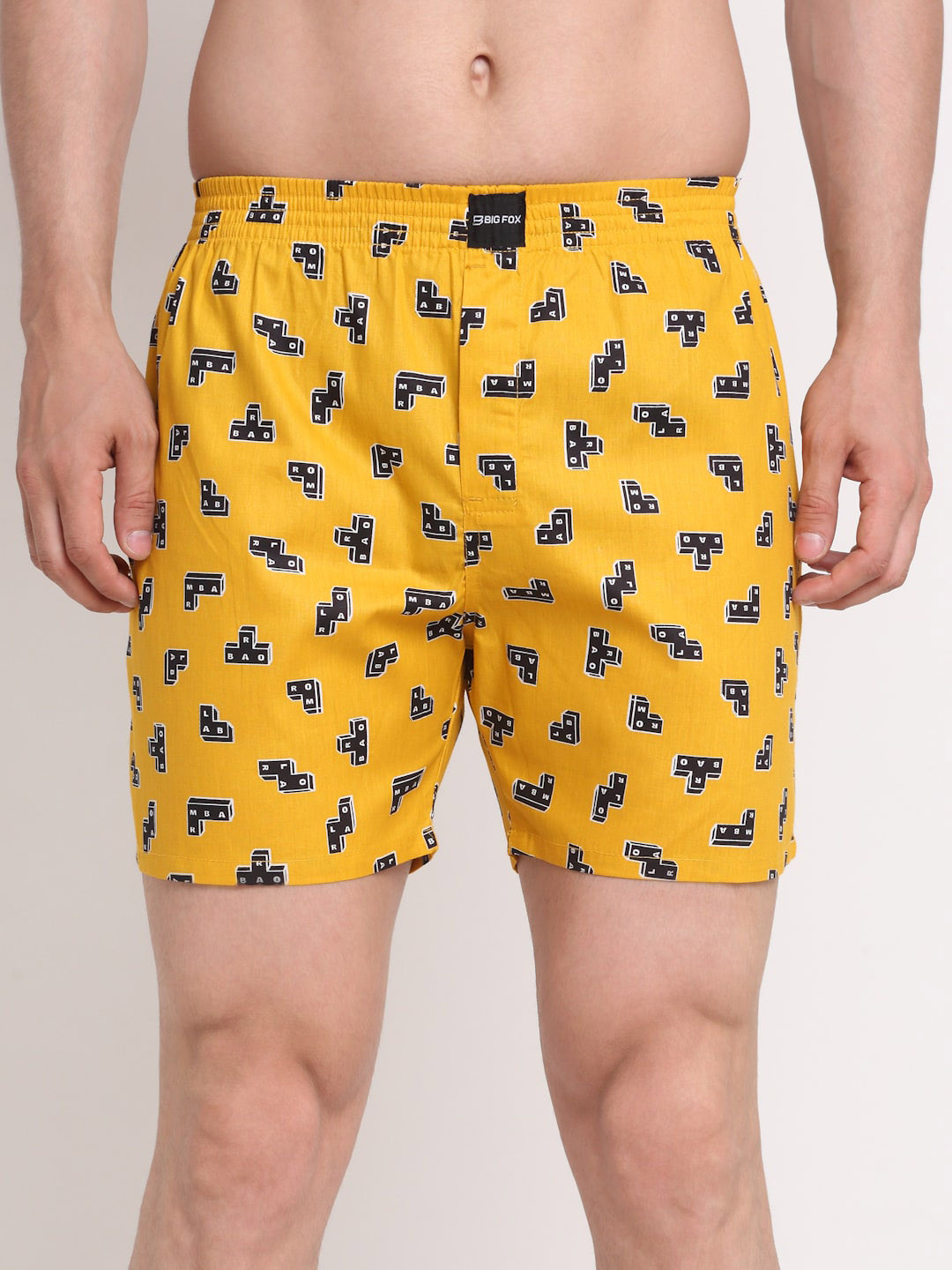 Big Fox Men Yellow Printed Pure Cotton Boxers